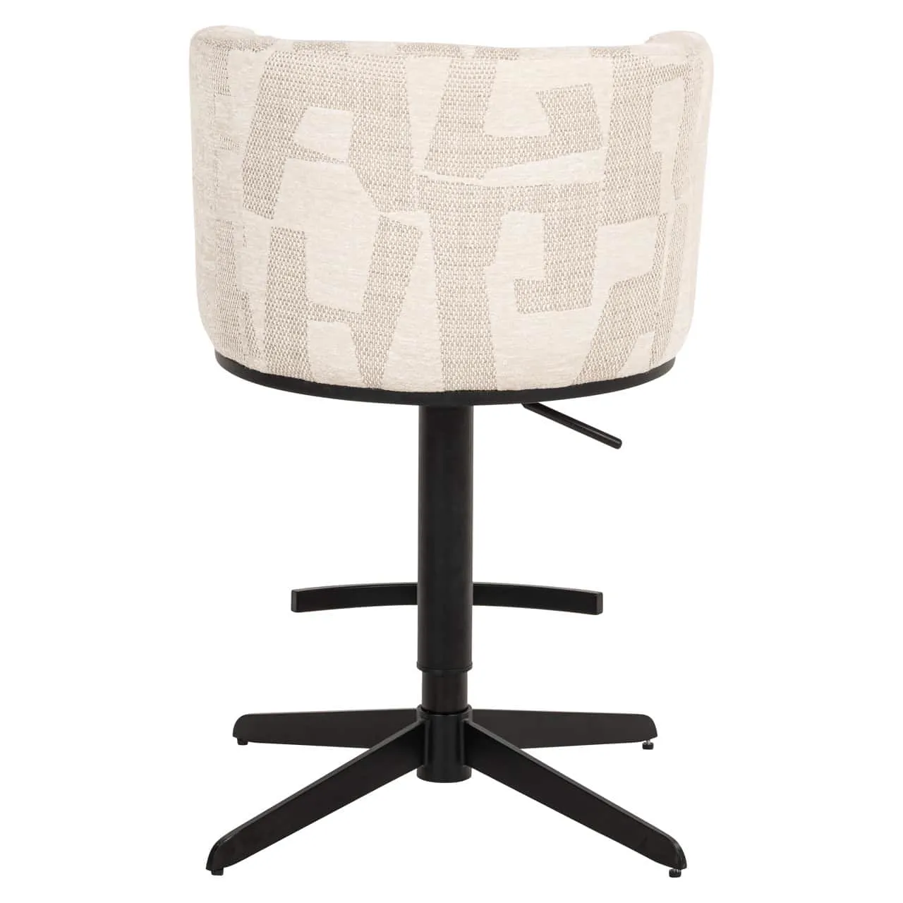 Barhocker Cheyenne beige graphic swivel mit runder Rückenlehne und schwarzem Untergestell auf weißem Hintergrund - Richmond Interiors