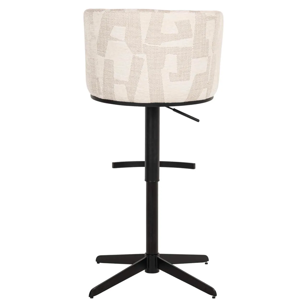 Barhocker Cheyenne beige graphic swivel auf weißem Hintergrund, von vorne fotografiert - Richmond Interiors