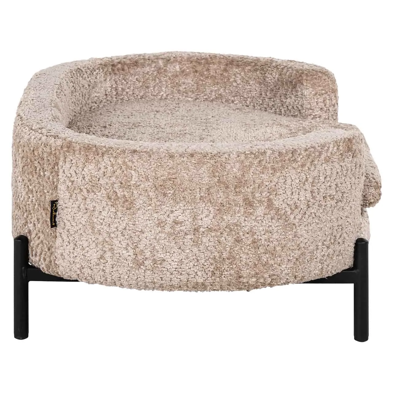 Hundebett Dolly Sheep Natur auf schwarzen Beinen, von vorne fotografiert vor einem weißen Hintergrund - Richmond Interiors