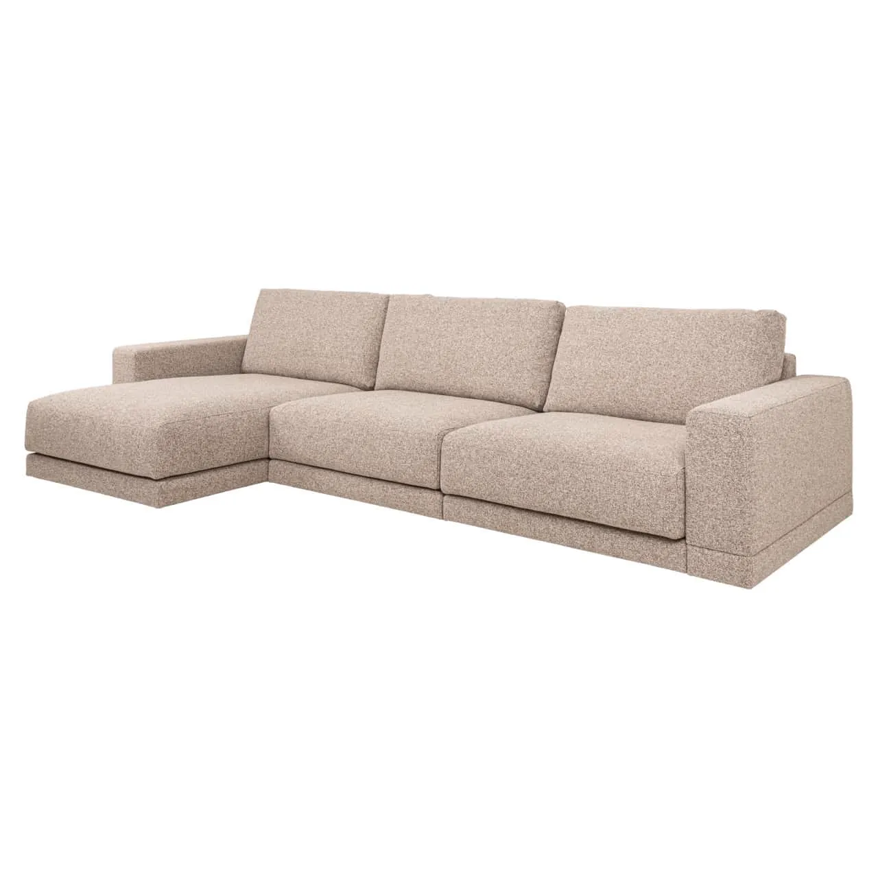 Sofa Trentino cayenne brown 3,5-Sitzer + Lounge links oder rechts auf weißem Hintergrund, aus niedriger Perspektive - Richmond Interiors