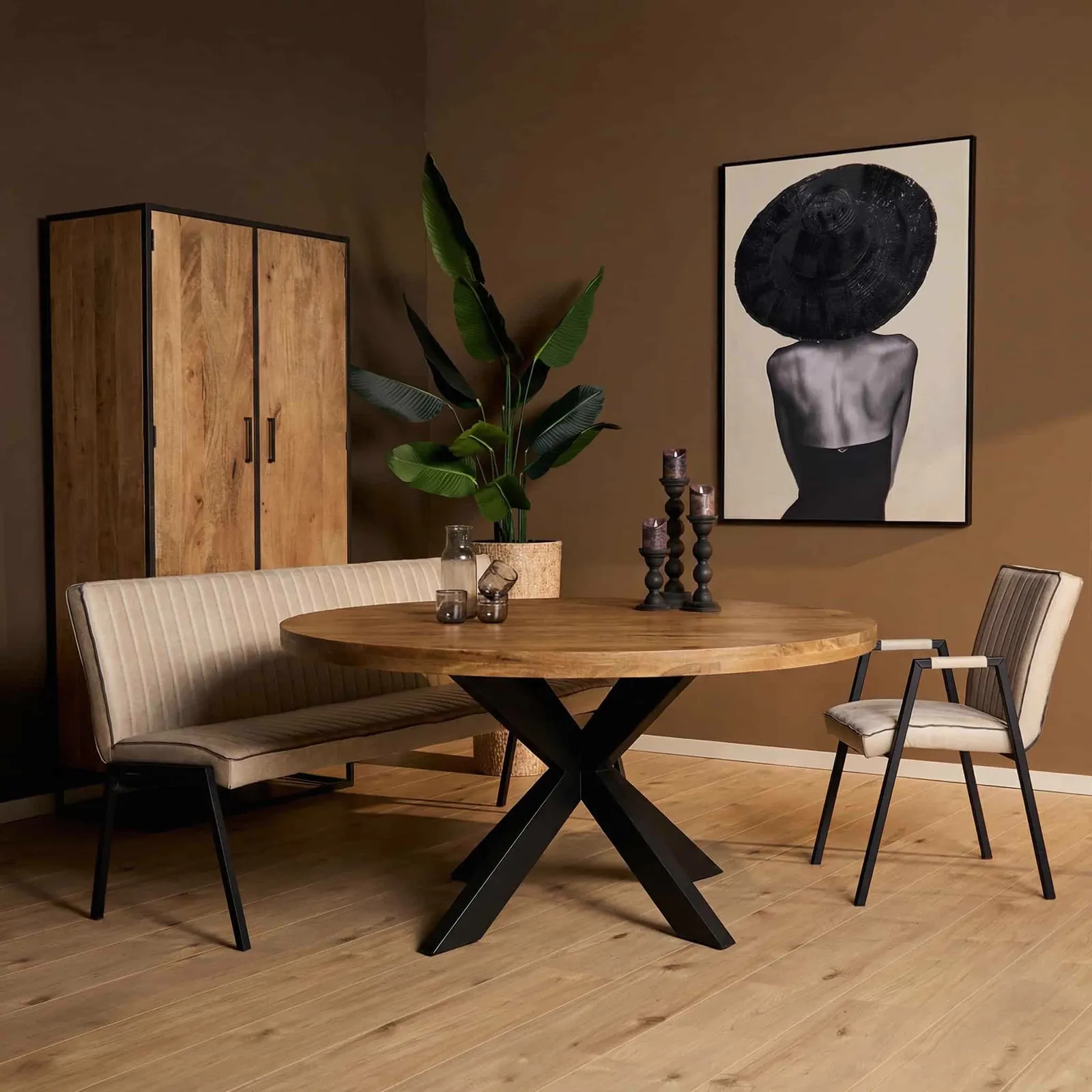Round dining table Dakota Natural Mango Wood 120 cm - Starfurn