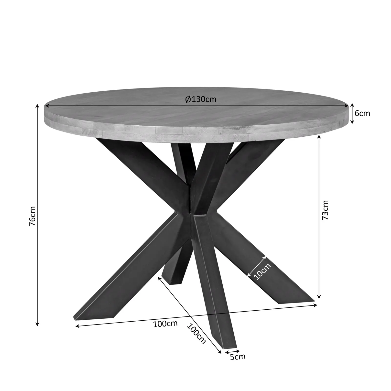 Round Dining Table Dakota Natural Mango wood 130 cm - Starfurn