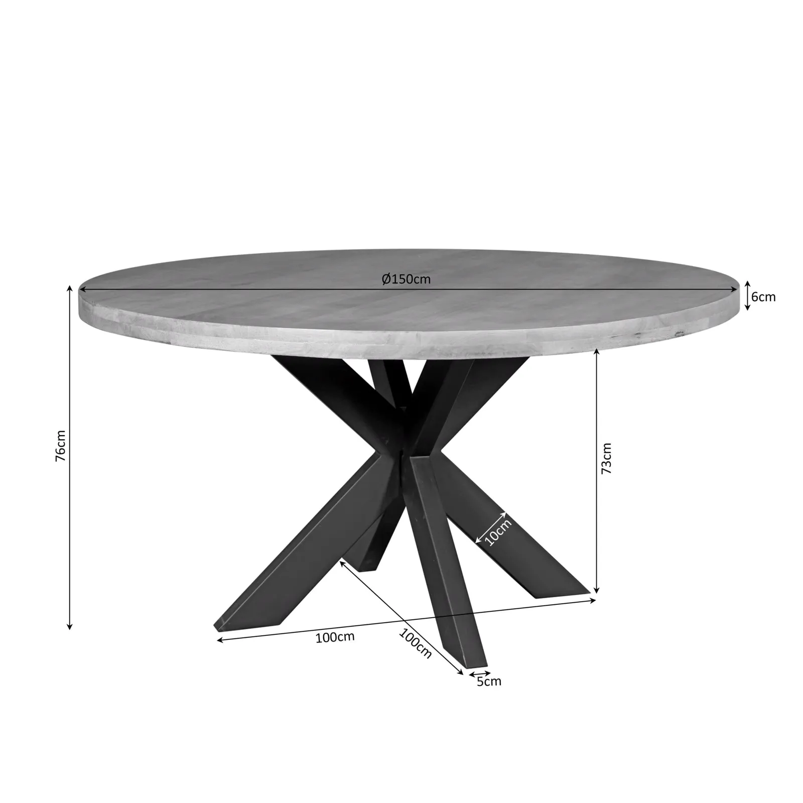 Round dining table Dakota Natural Mango Wood 150 cm - Starfurn