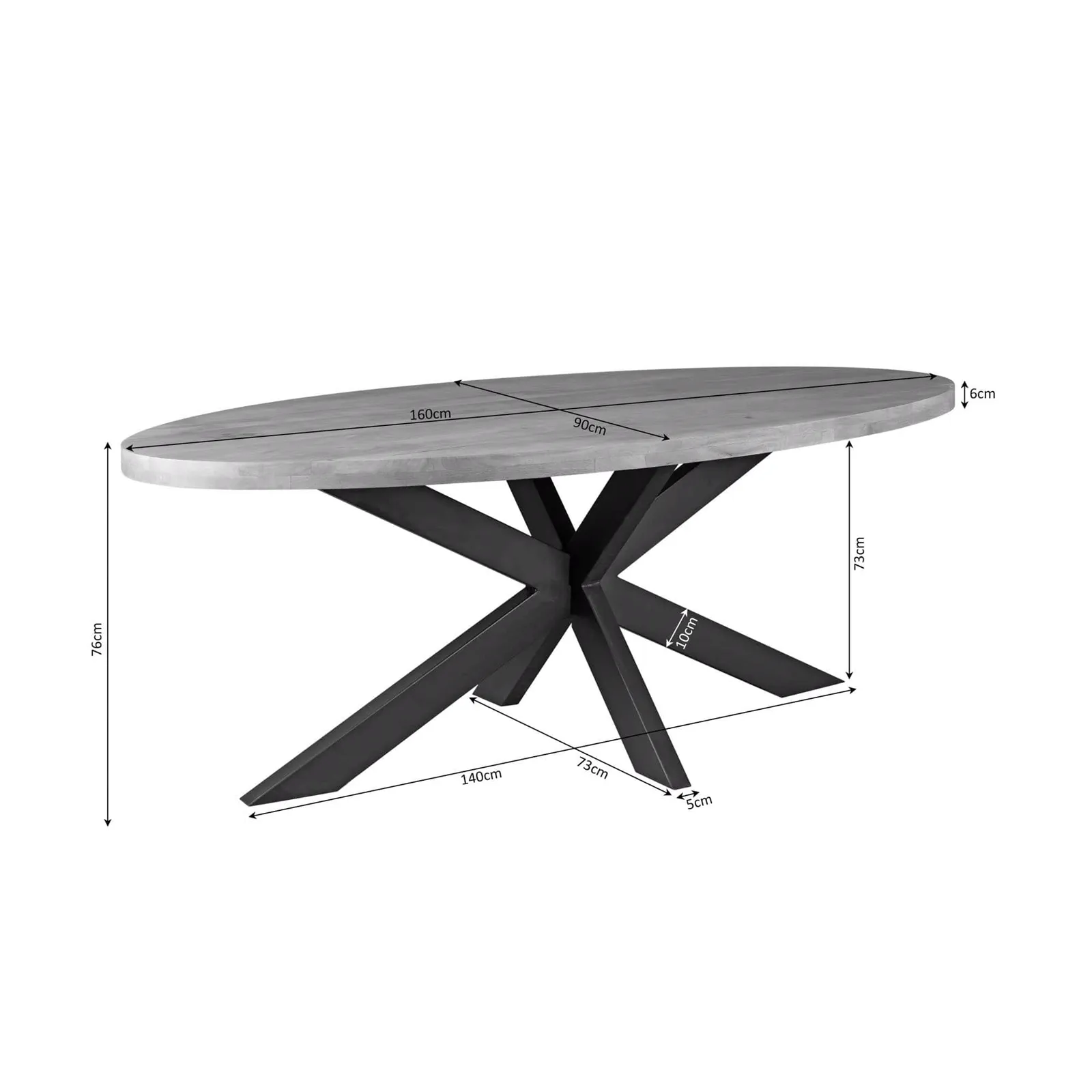 Dakota Dining Table | 160 cm | Oval - Starfurn