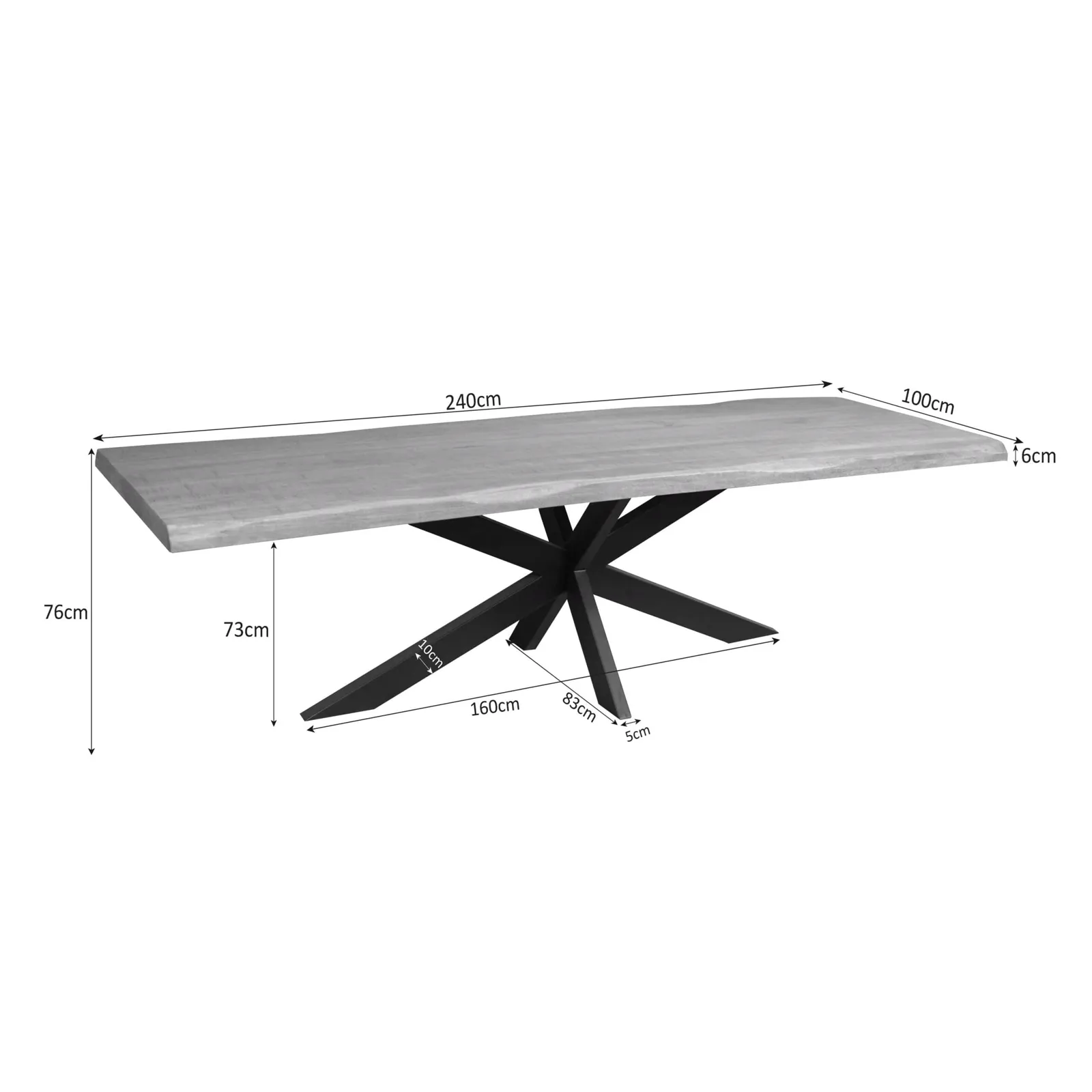 Tree Trunk Table Dakota Natural Mango Wood 240 cm - Starfurn
