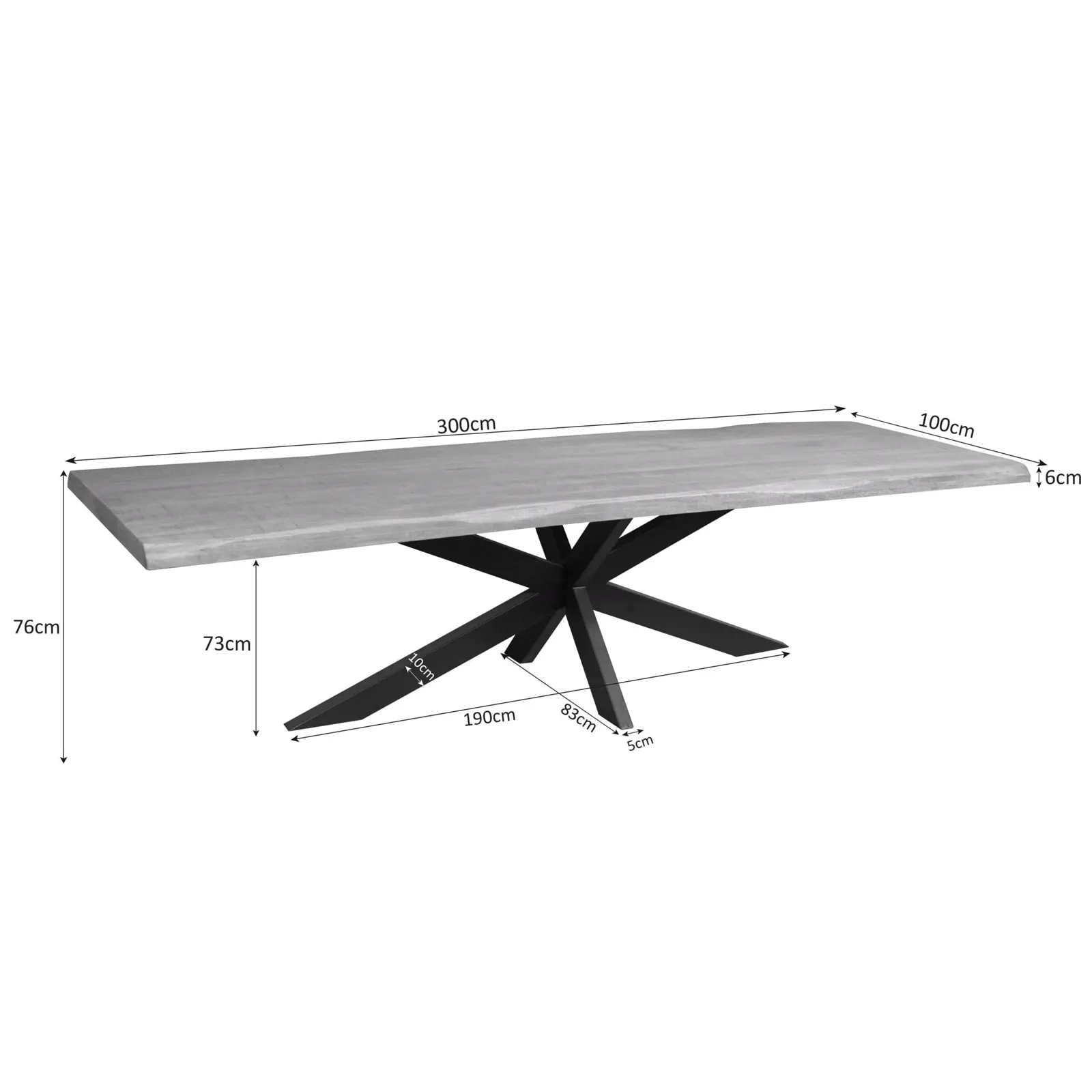 Dakota Tree Trunk Table Natural Mango Wood 300 cm - Starfurn