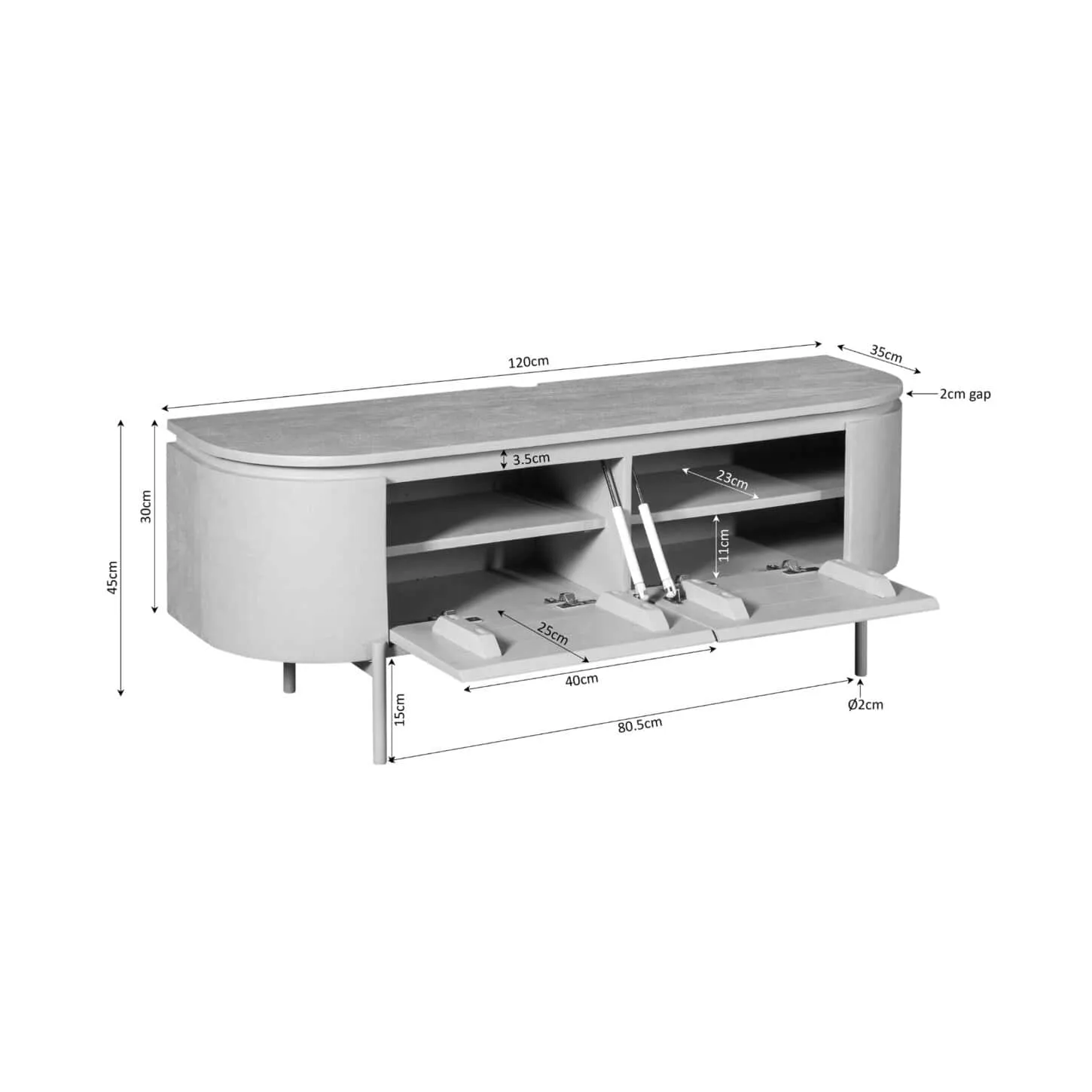 TV unit Excellent Black | 120 cm - Starfurn