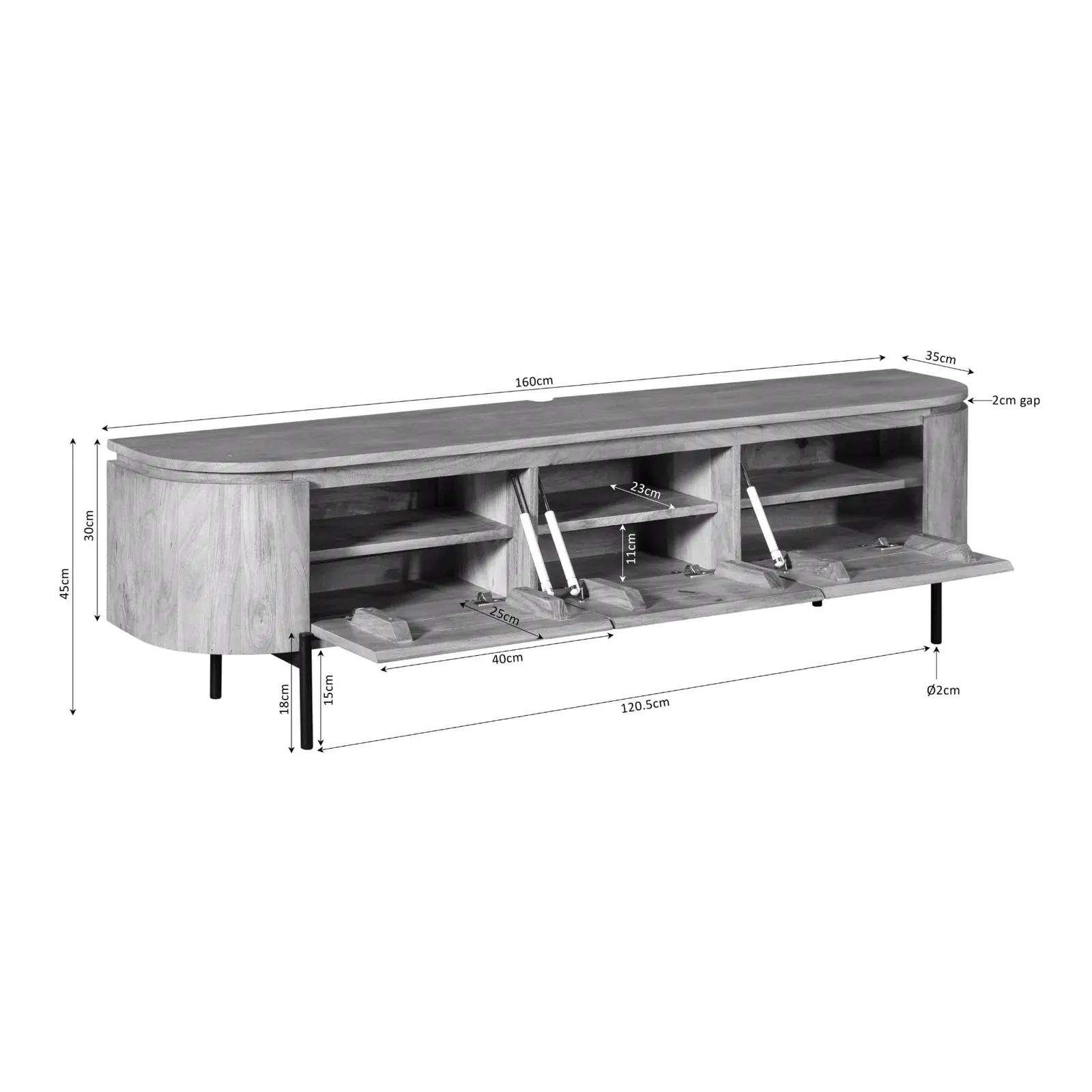 TV Unit Excellent Brown | 160 cm - Starfurn