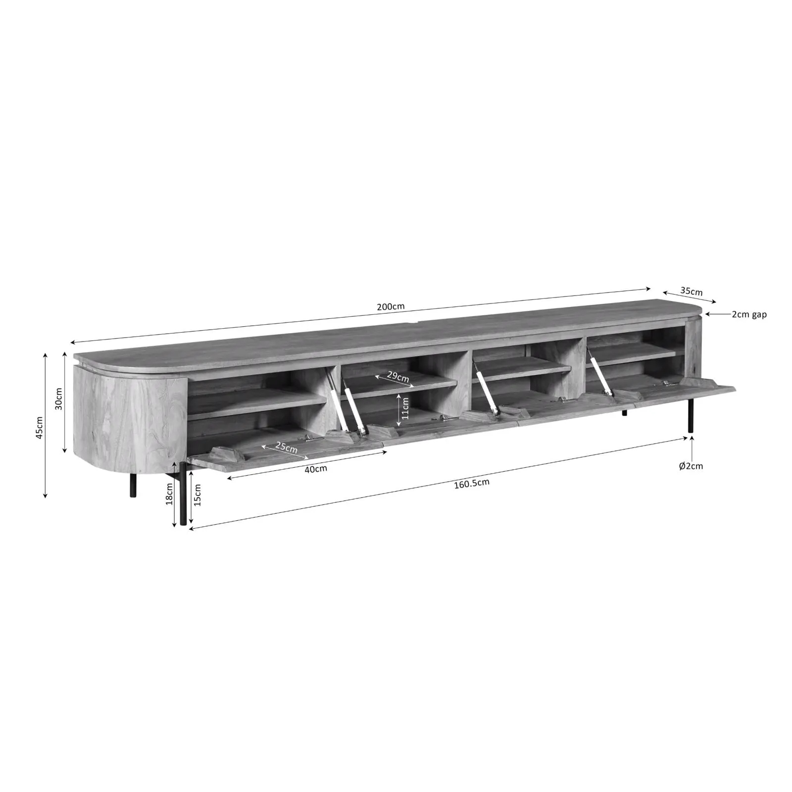TV unit Excellent Brown | 200 cm - Starfurn