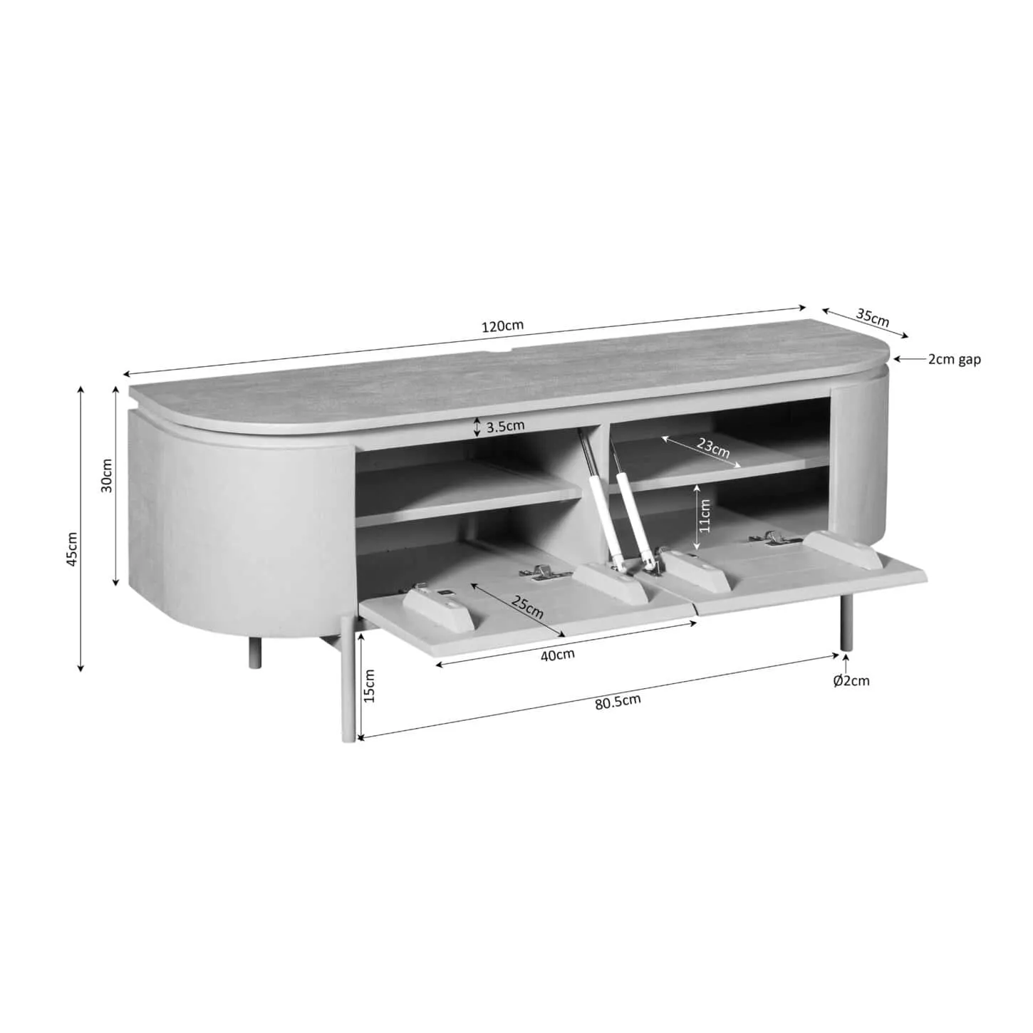 TV unit Excellent Taupe | 120 cm - Starfurn