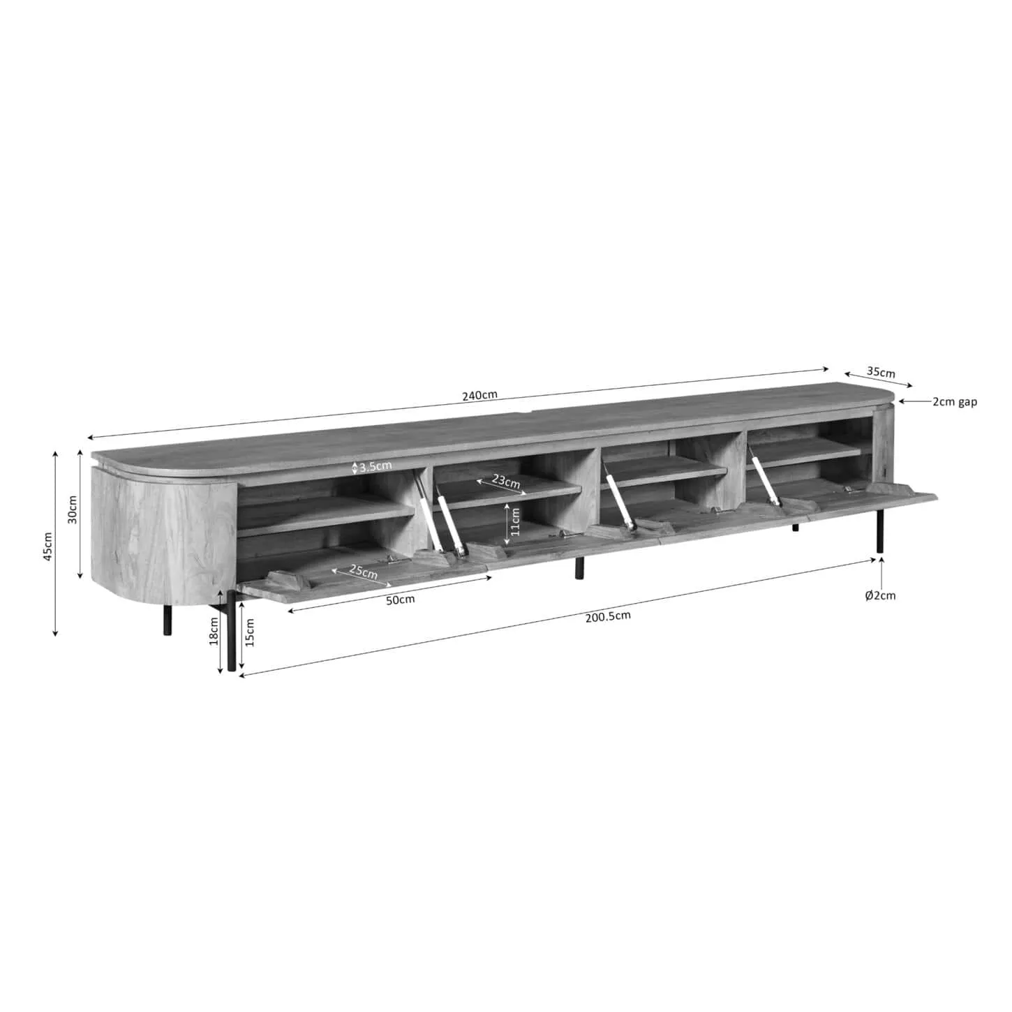 TV unit Excellent Taupe | 240 cm - Starfurn
