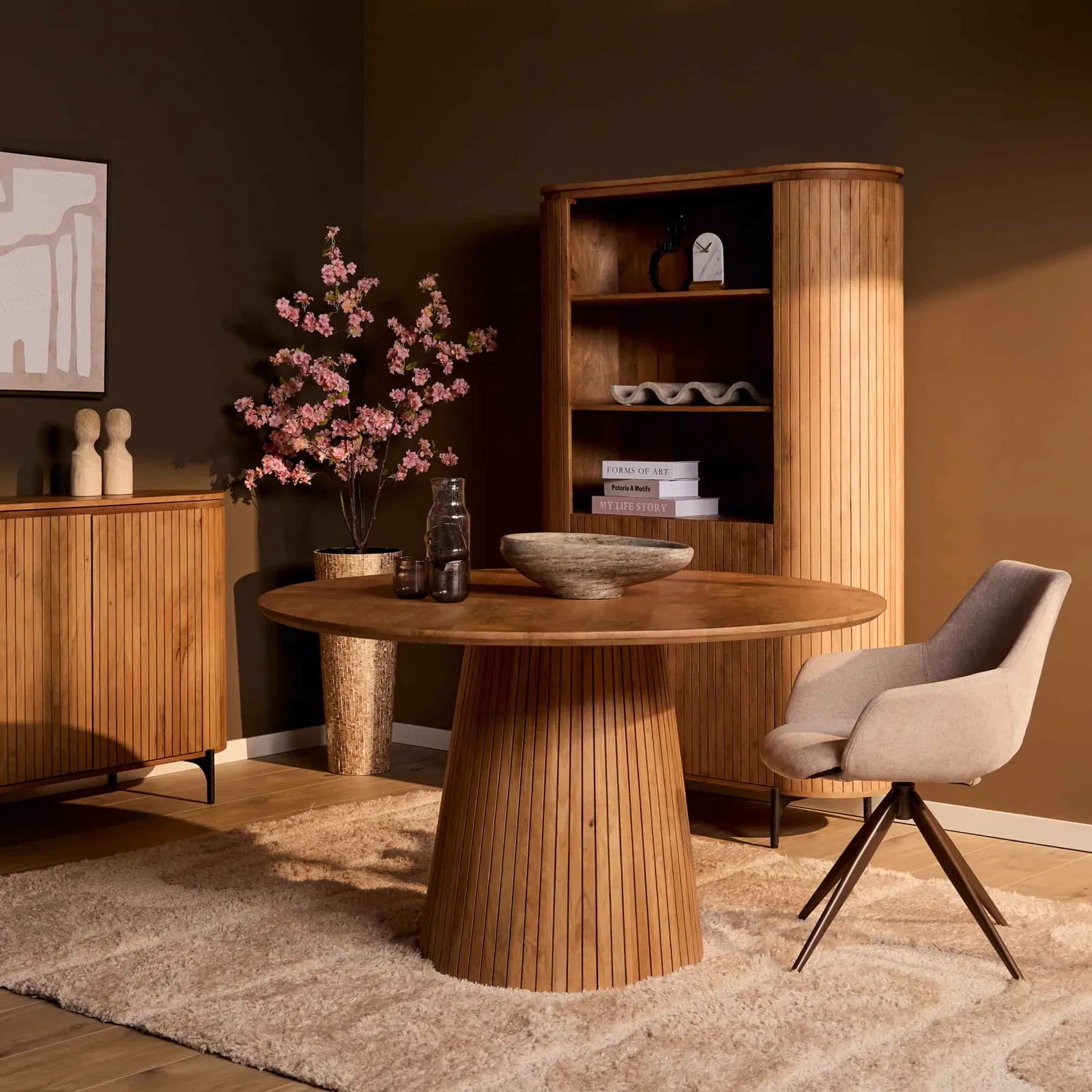 Round dining table Solana Natural Mango Wood 150 cm - Starfurn