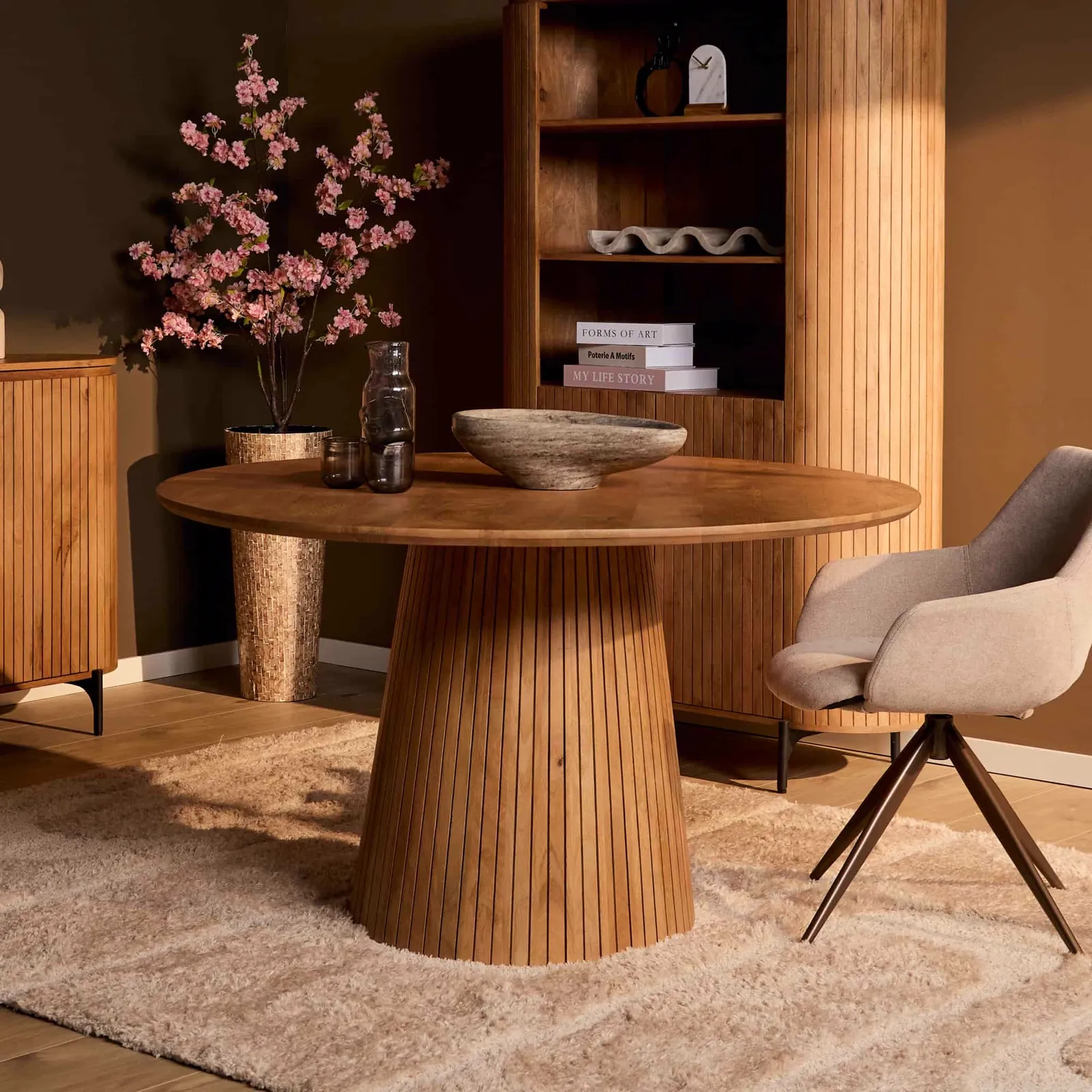 Round dining table Solana Natural Mango Wood 150 cm - Starfurn