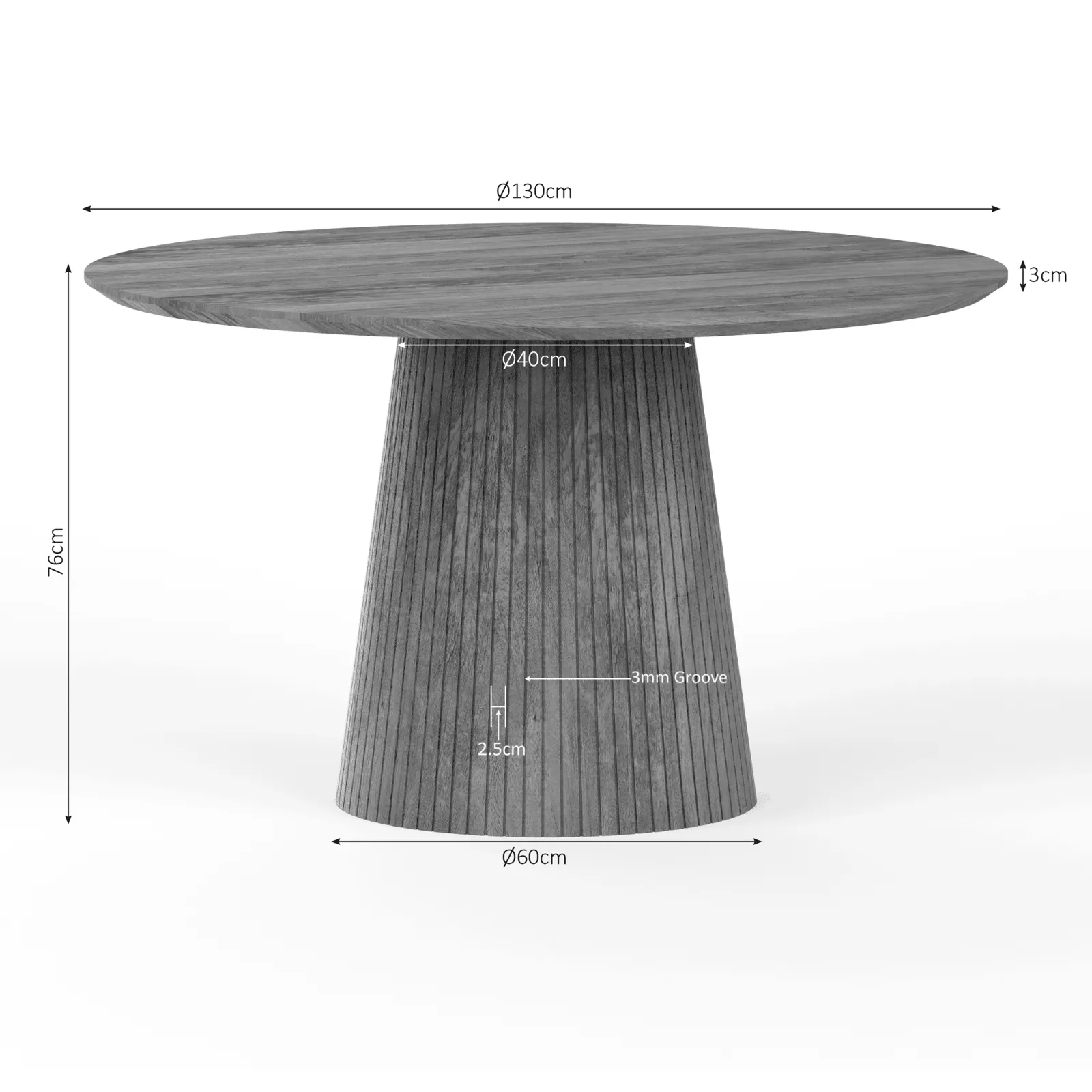 Round dining table Solana Natural Mango Wood 130 cm - Starfurn