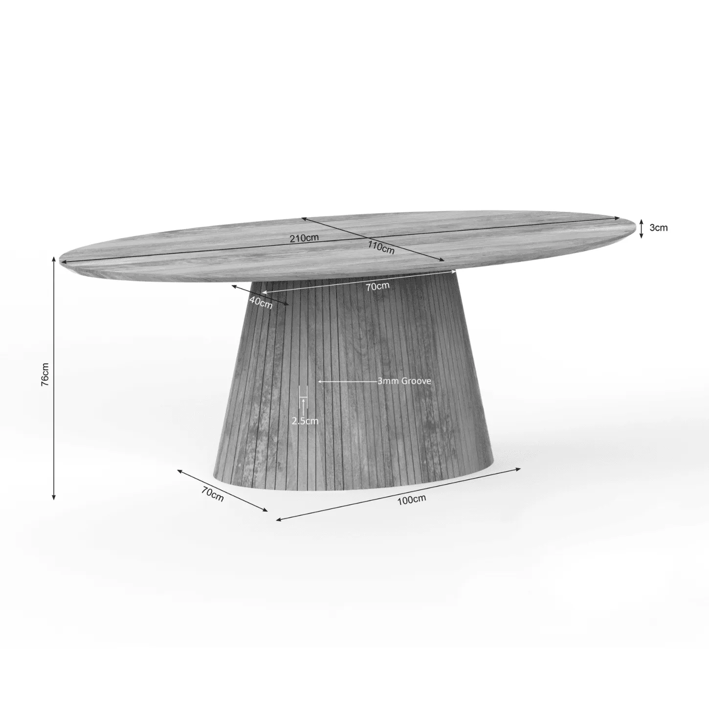 Solana Dining Table | 210 cm | Natural | Oval - Starfurn