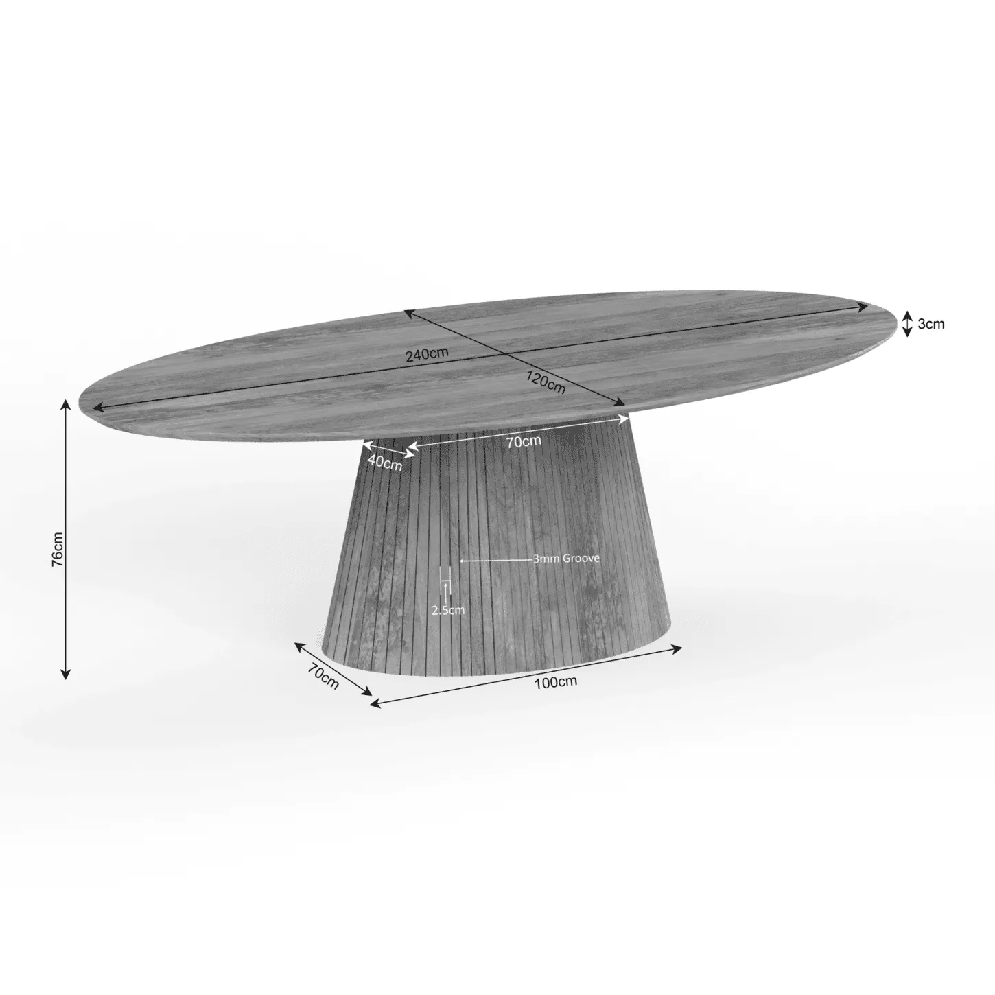 Solana Dining Table | 240 cm | Natural | Oval - Starfurn