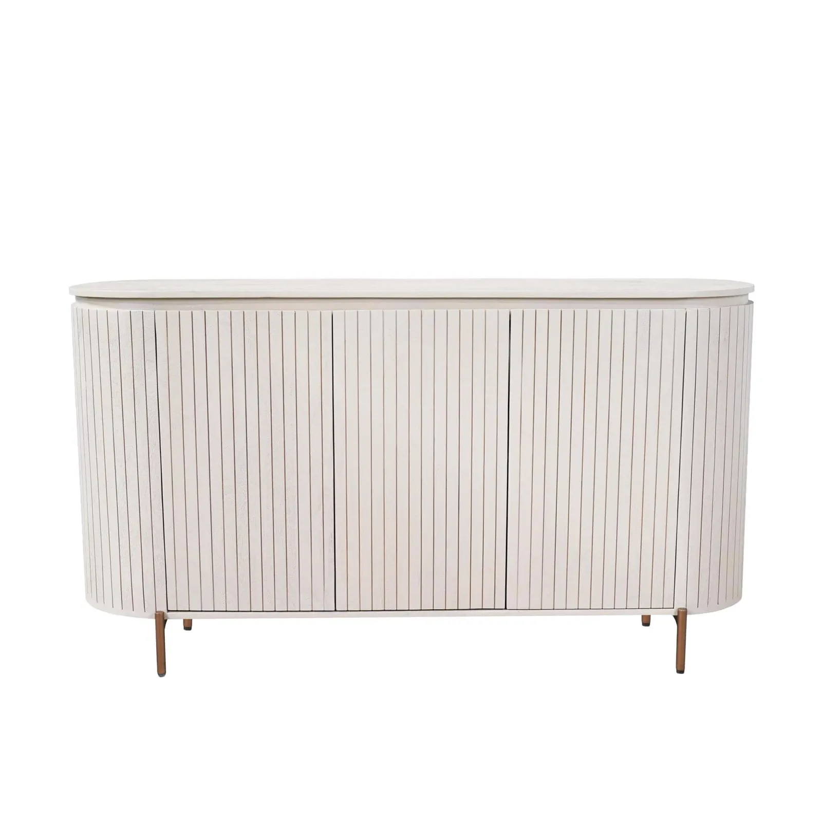 Starfurn Solana Sideboard mit drei Türen und vertikalen Lamellen, auf weißem Hintergrund