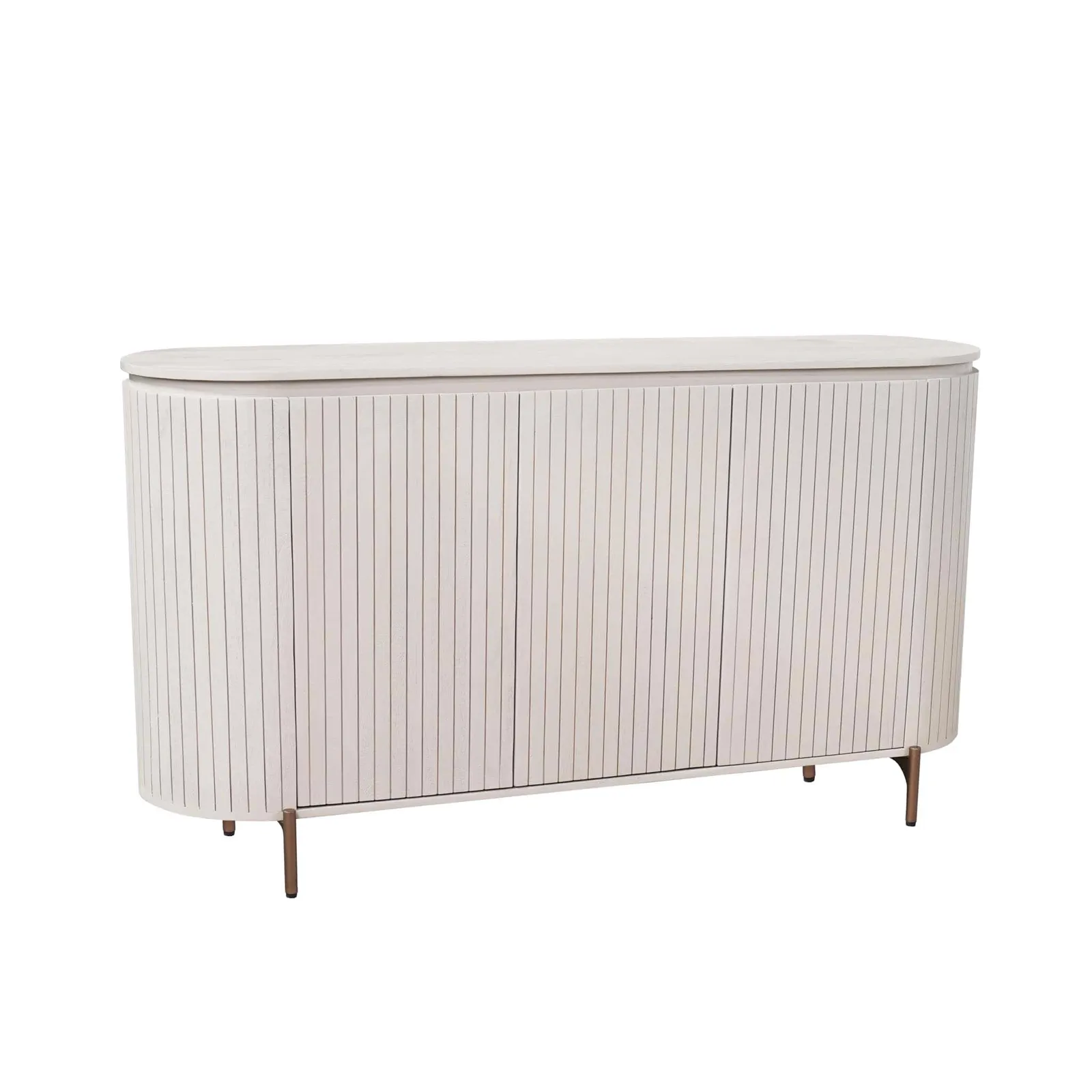 Starfurn Solana Sideboard mit Lamellenfront und ovaler Form auf weißem Hintergrund