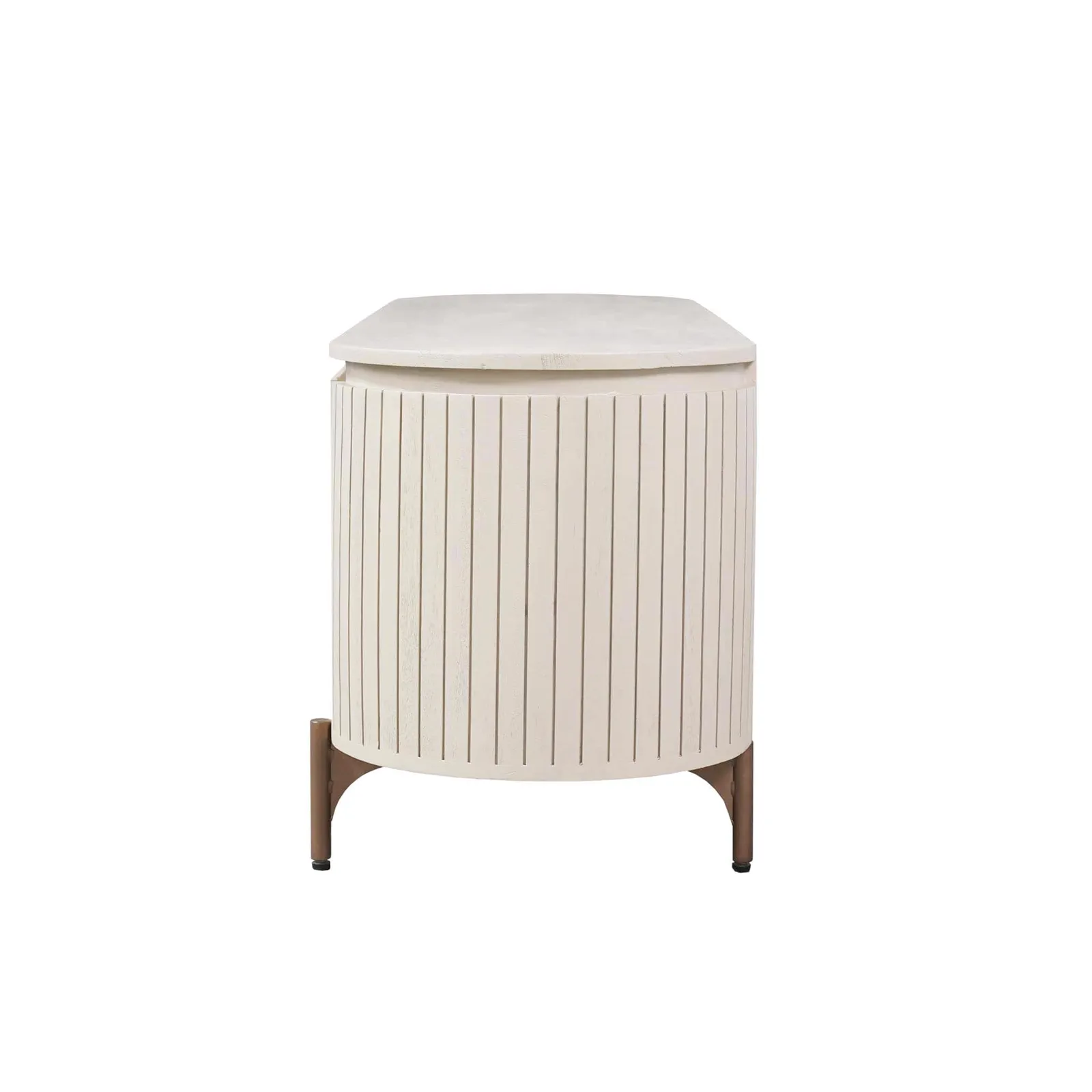 Couchtisch Solana Sand Mangoholz 50 cm, frontal auf weißem Hintergrund fotografiert - Starfurn
