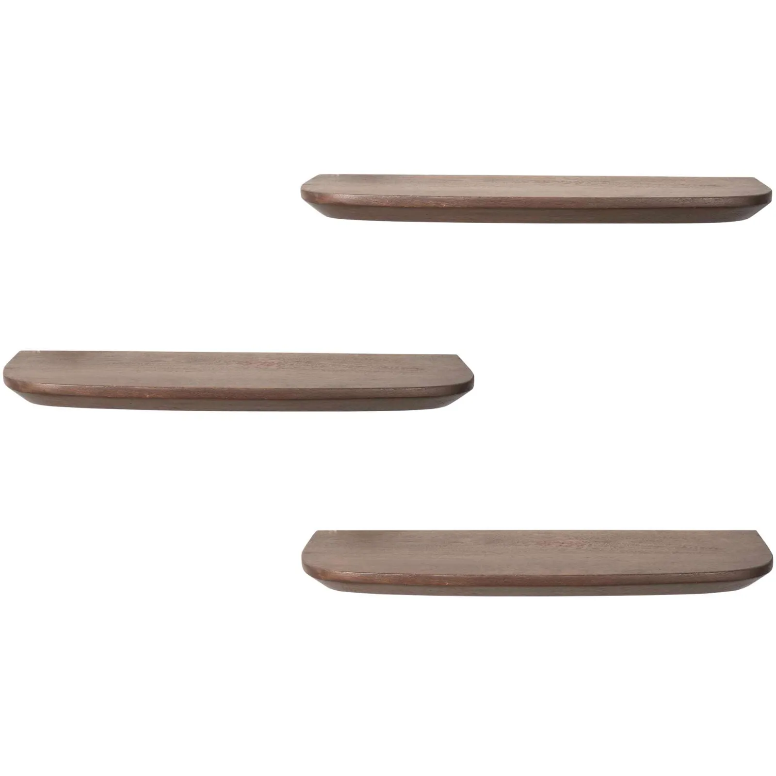 Drei braune Wandregal Gusta Brown, jeweils 60 cm breit, auf weißem Hintergrund - Starfurn