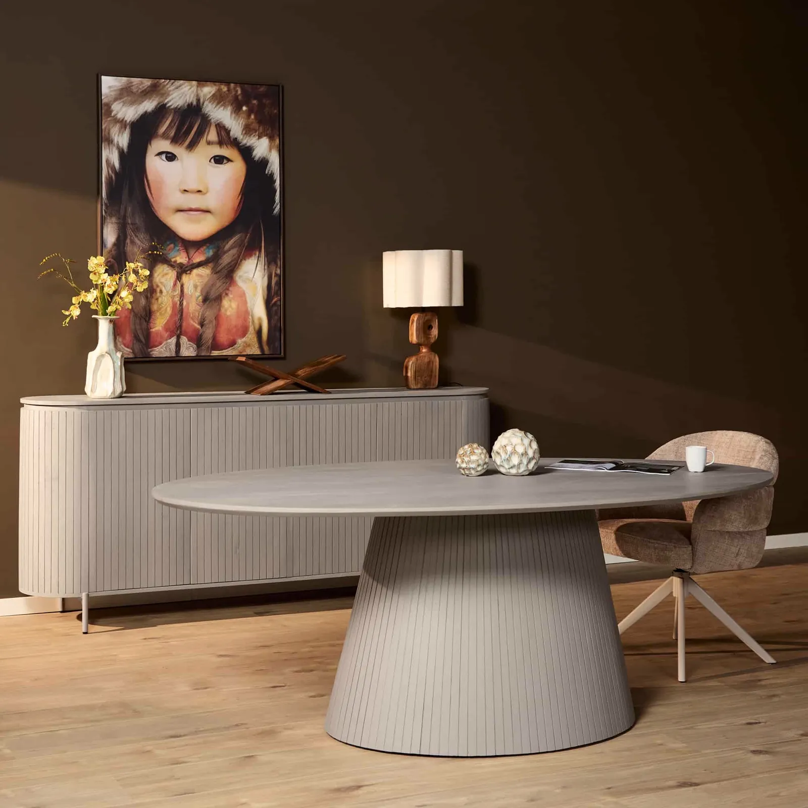 Solana Dining Table | 240 cm | Oval | Taupe - Starfurn