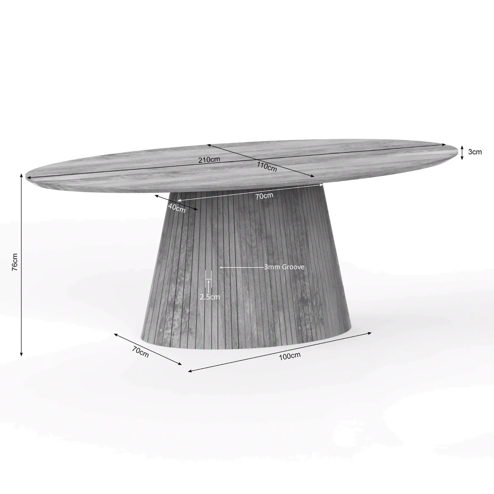 Solana Dining Table | 210 cm | Oval | Taupe - Starfurn