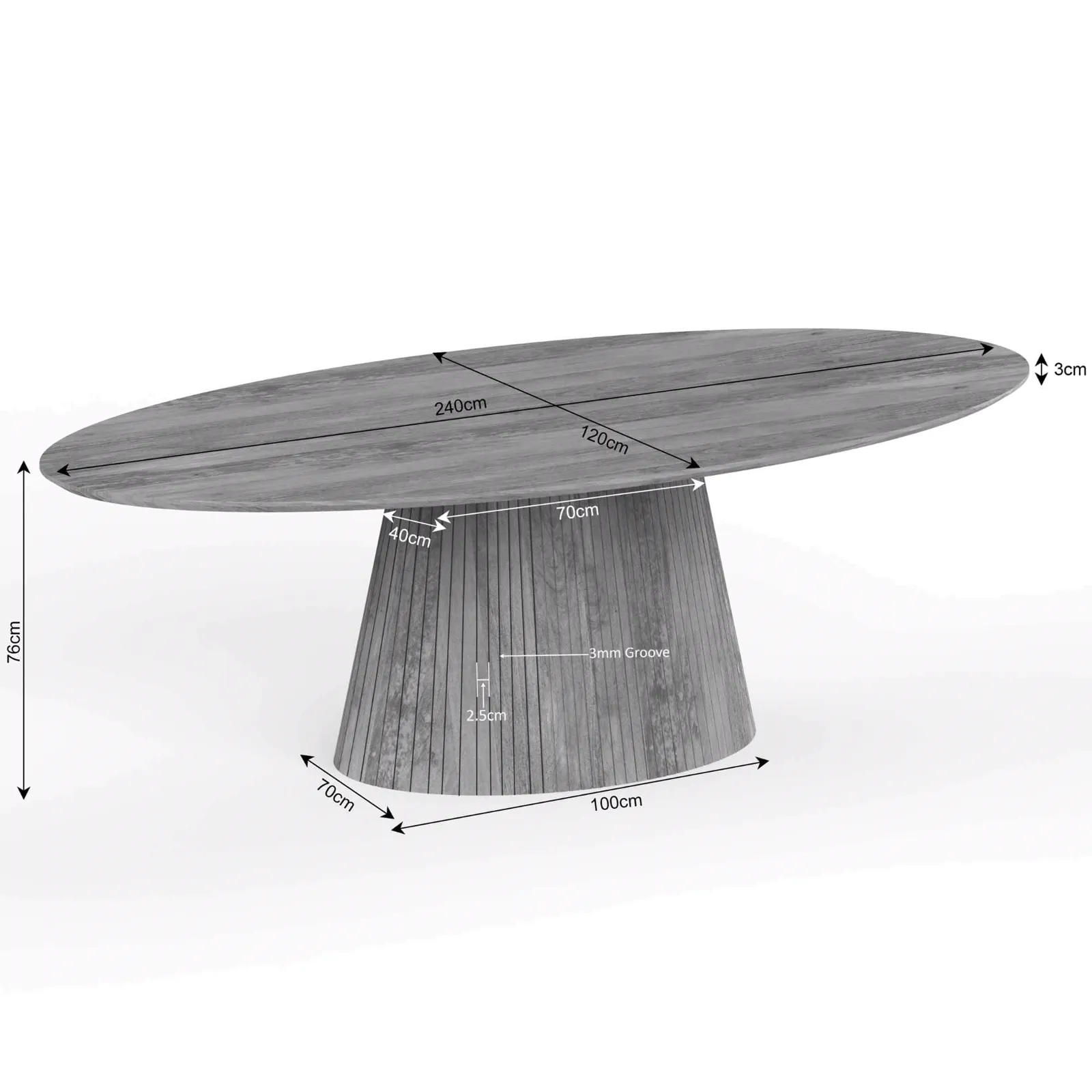 Solana Dining Table | 240 cm | Oval | Taupe - Starfurn