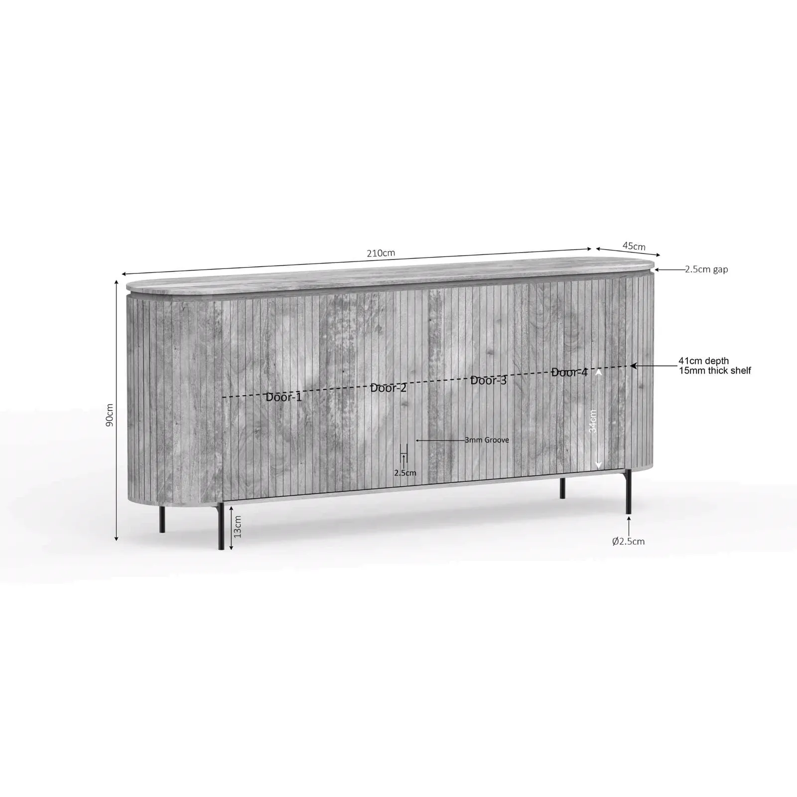 Solana Sideboard | 210 cm | Taupe - Starfurn