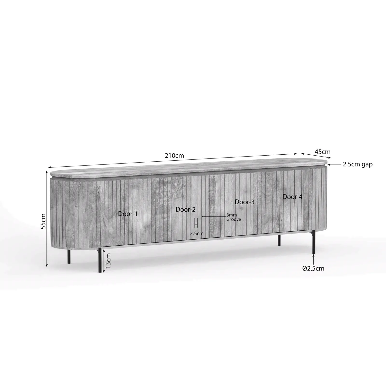 TV Unit Solana | 210 cm | Taupe - Starfurn
