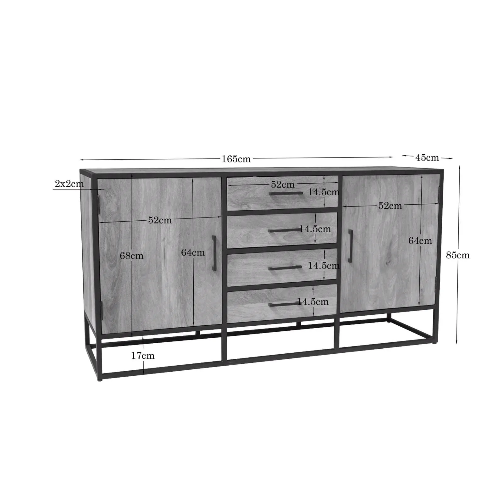 Dakota Sideboard Natural Mango Wood 165 cm - Starfurn