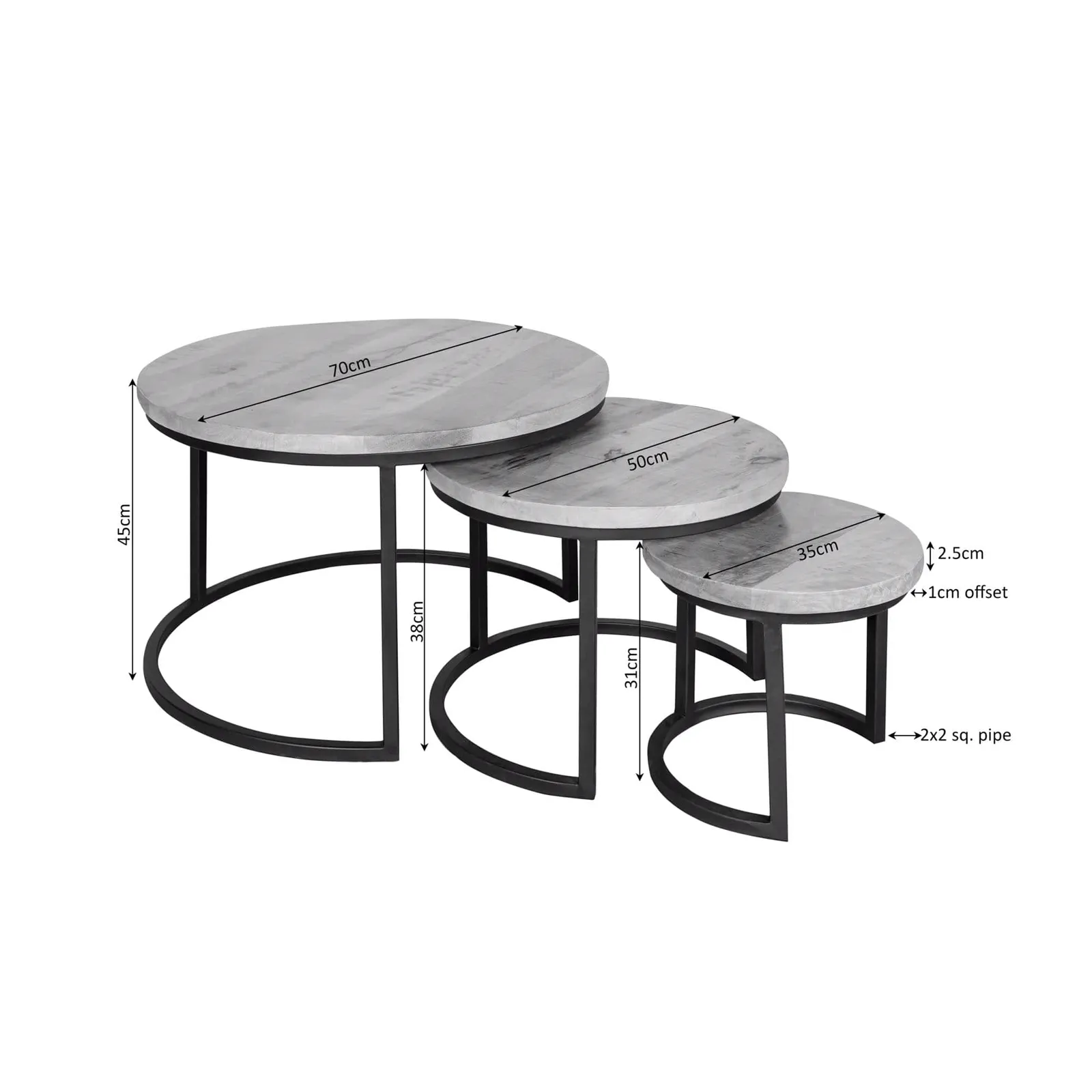 Dakota Coffee Table | 70 cm | Set of 3 - Starfurn