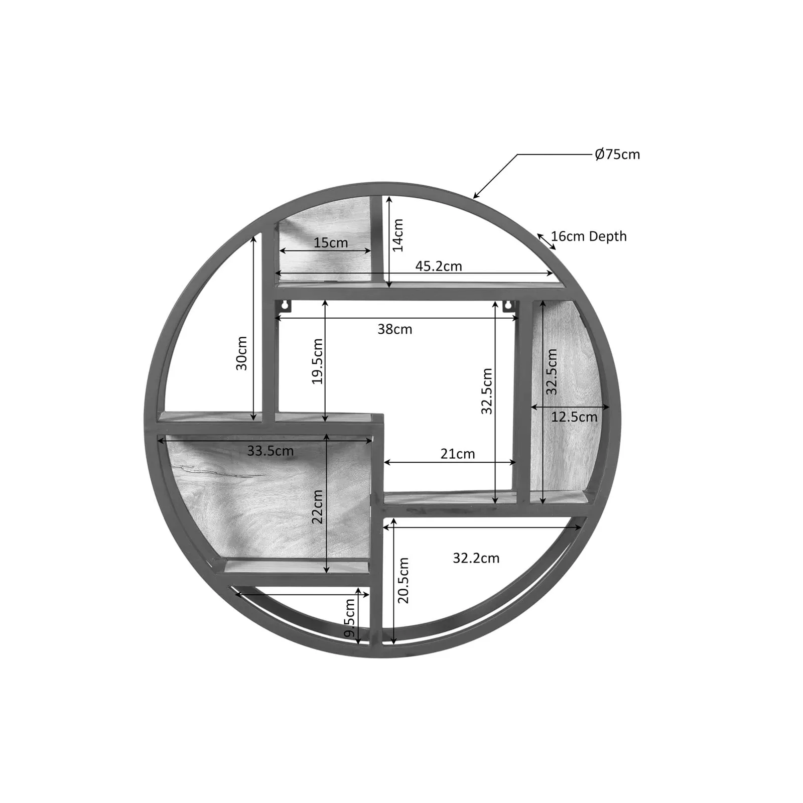 Dakota Wall Rack | 75 cm | Round - Starfurn