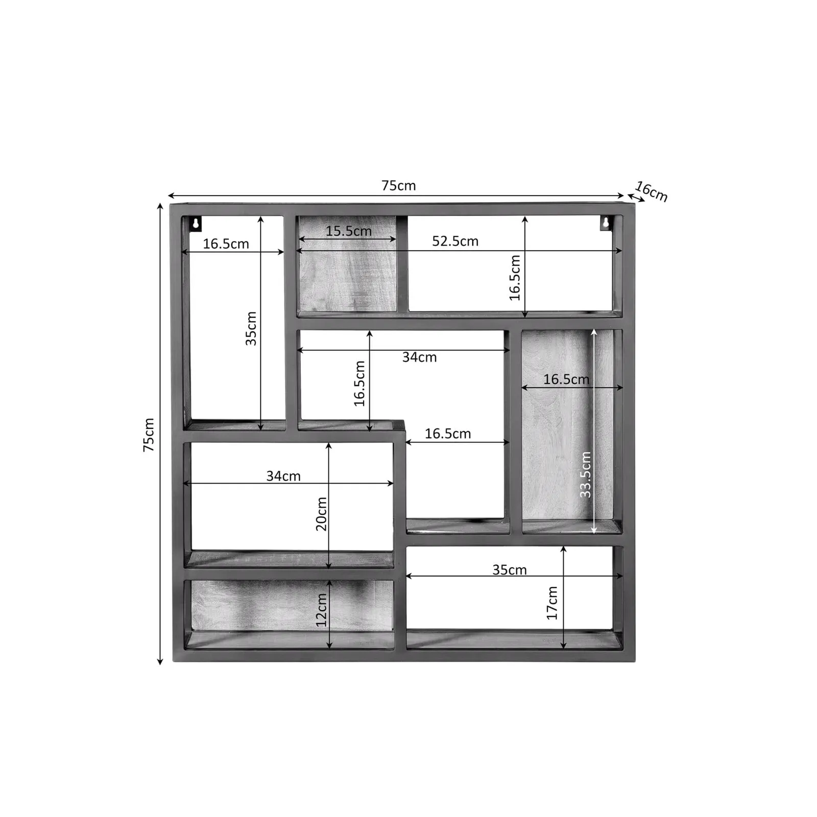 Wall Rack Dakota | 75 cm | Square - Starfurn