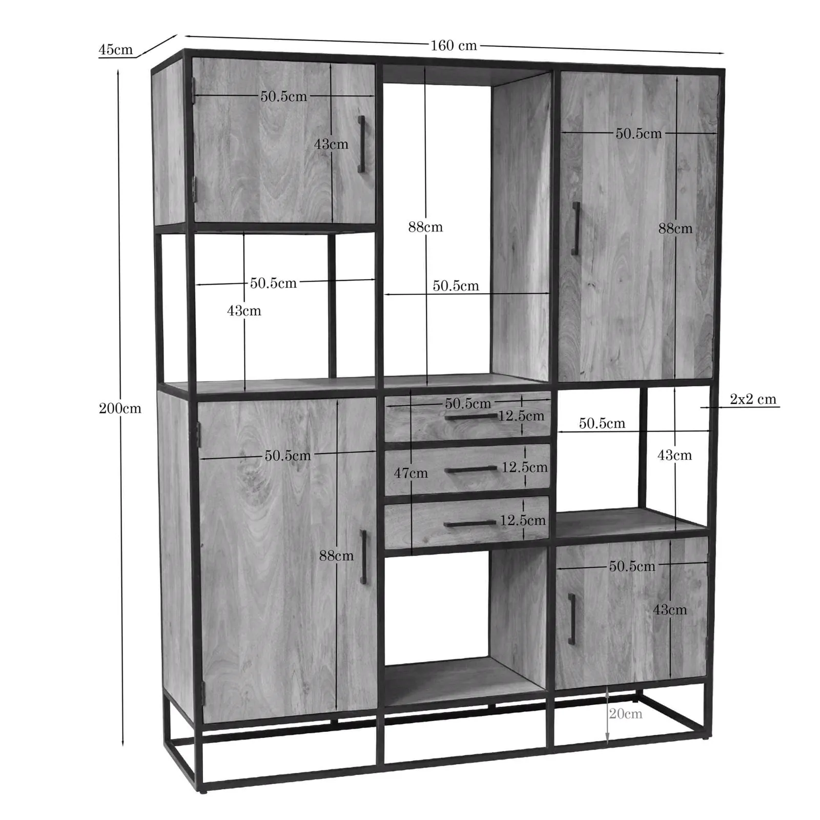 Shelving cabinet Dakota Supreme XXL | 160 cm - Starfurn