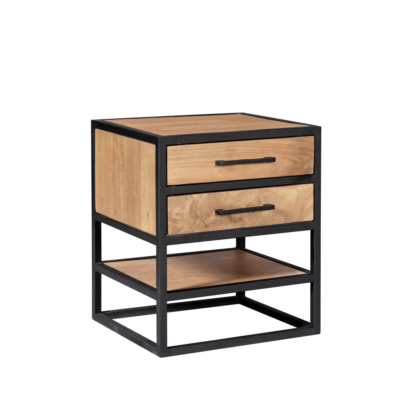 Quadratischer Couchtisch Noa Natur Mangoholz 80 cm, stehend auf einem weißen Hintergrund - Starfurn