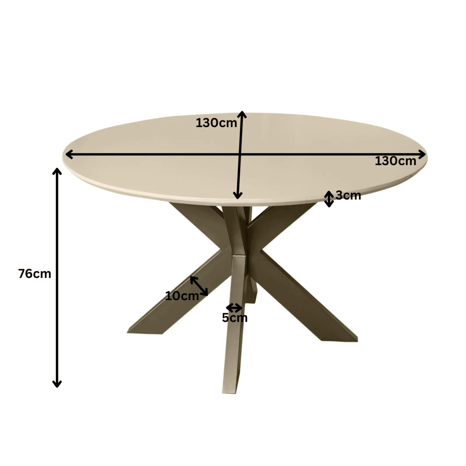 Madison Sand Round Dining Table Mango Wood 130 cm - Starfurn