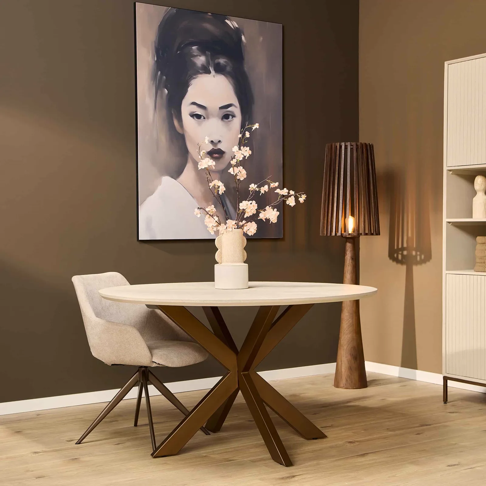 Madison Sand Round Dining Table Mango Wood 150 cm - Starfurn