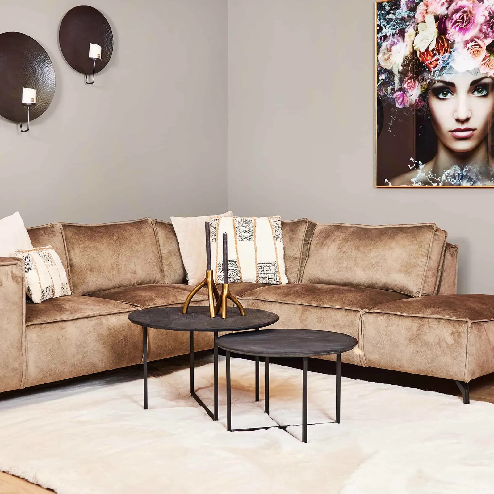Coffee Table Arlington Black | 70 cm | Set of 2 - Starfurn