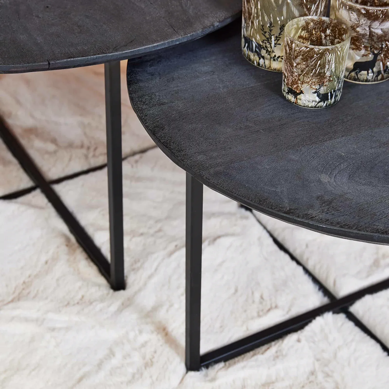 Coffee Table Arlington Black | 70 cm | Set of 2 - Starfurn