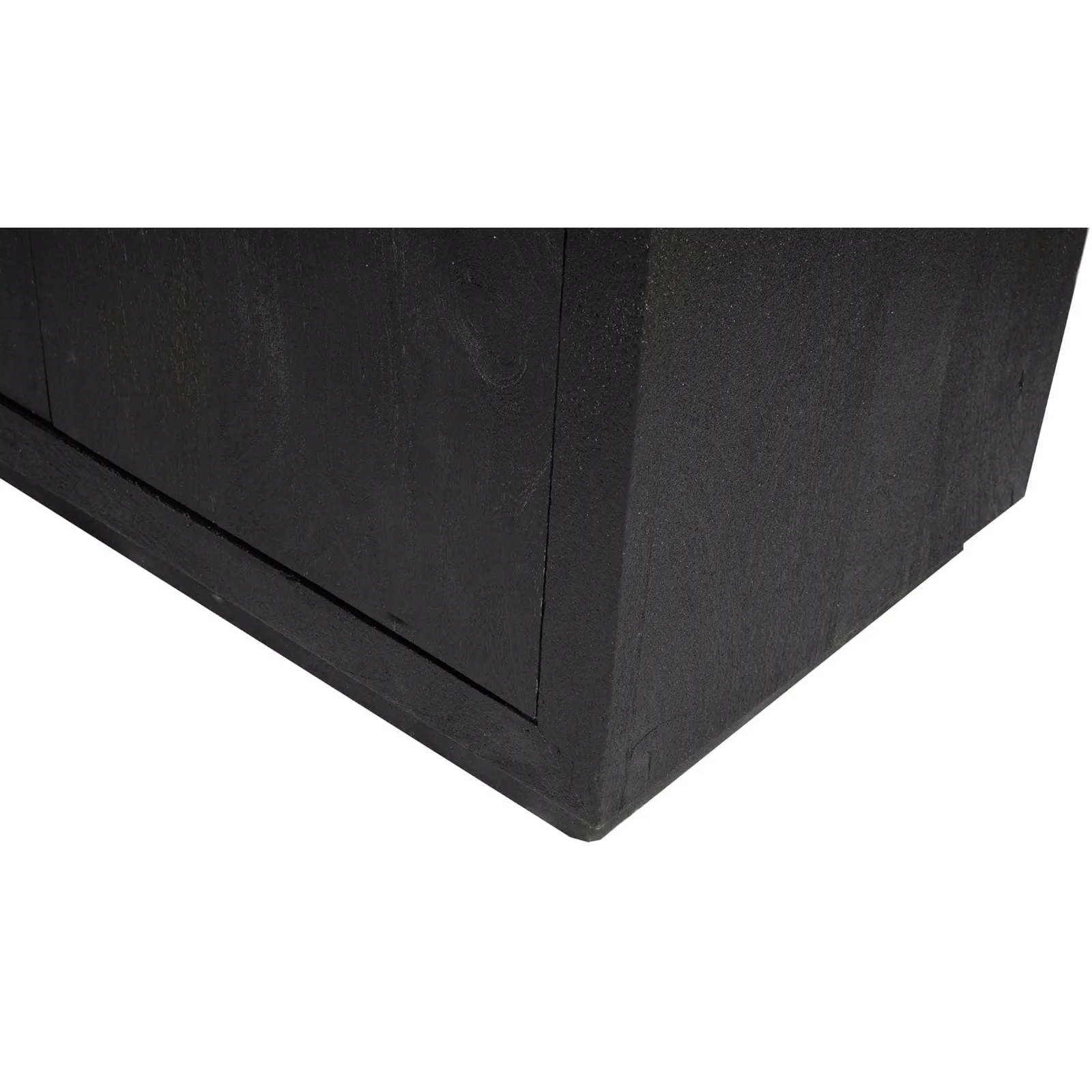 Detailaufnahme der Unterseite des Regalsystems Brüssel Black, ein schwarzer Holzschrank auf weißem Hintergrund - Starfurn
