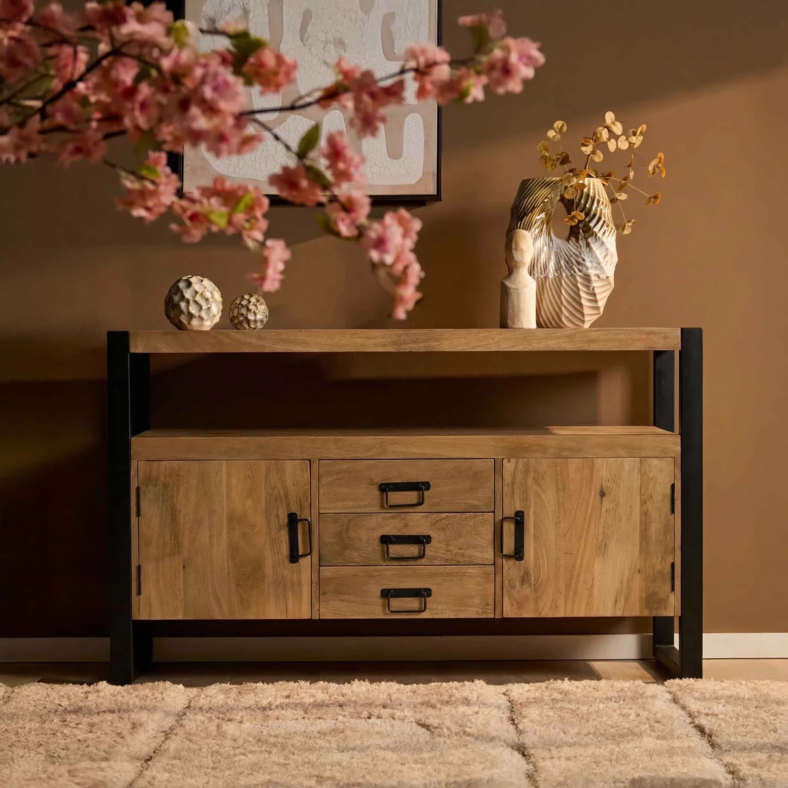 Sideboard Natural Mango Wood 135 cm - Starfurn