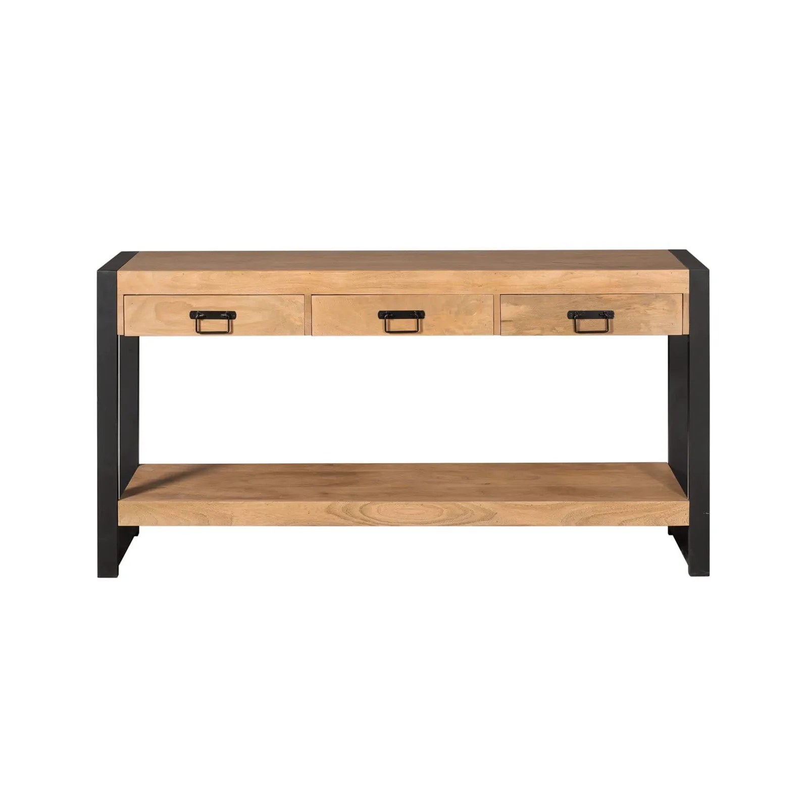 Sideboard Britt 150 cm mit drei Schubladen und einem offenen Fach, auf weißem Hintergrund fotografiert - Starfurn