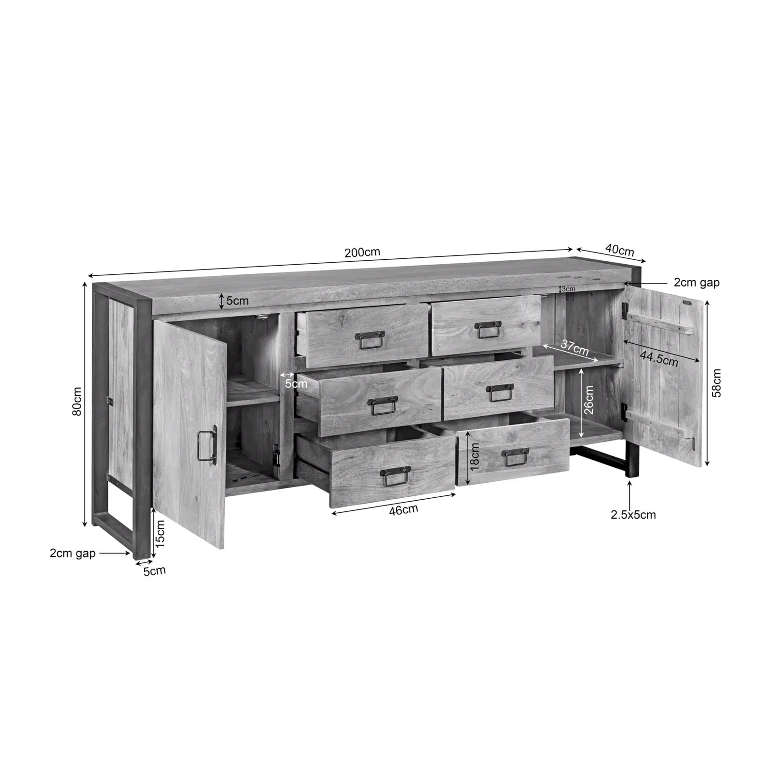 Britt Sideboard Natural Mango Wood 200 cm - Starfurn