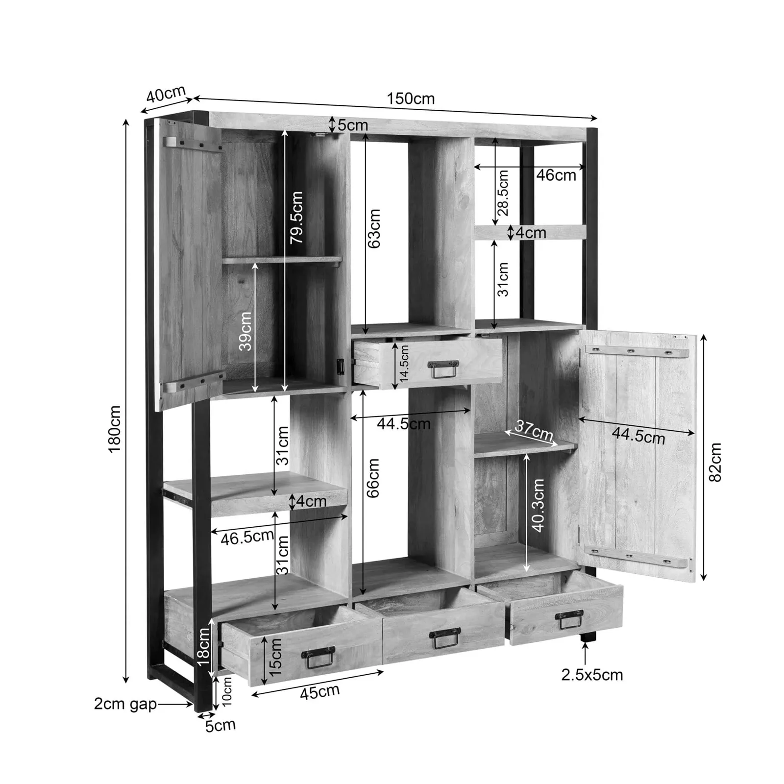 Britt Shelving Cabinet | 150 cm - Starfurn