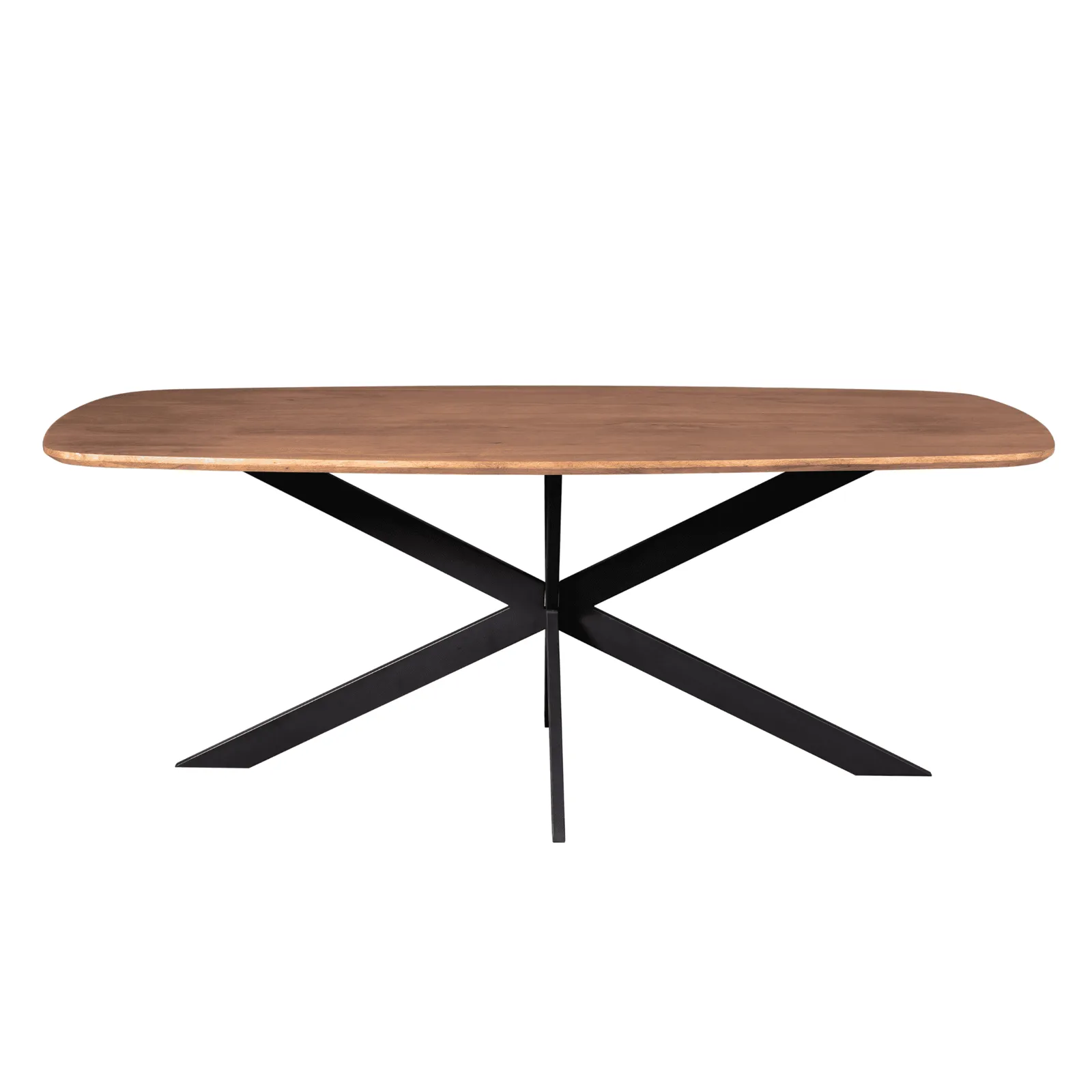 Esstisch Elegance 200 cm Dänisch oval auf weißem Hintergrund, frontal von einem niedrigen Standpunkt - Starfurn
