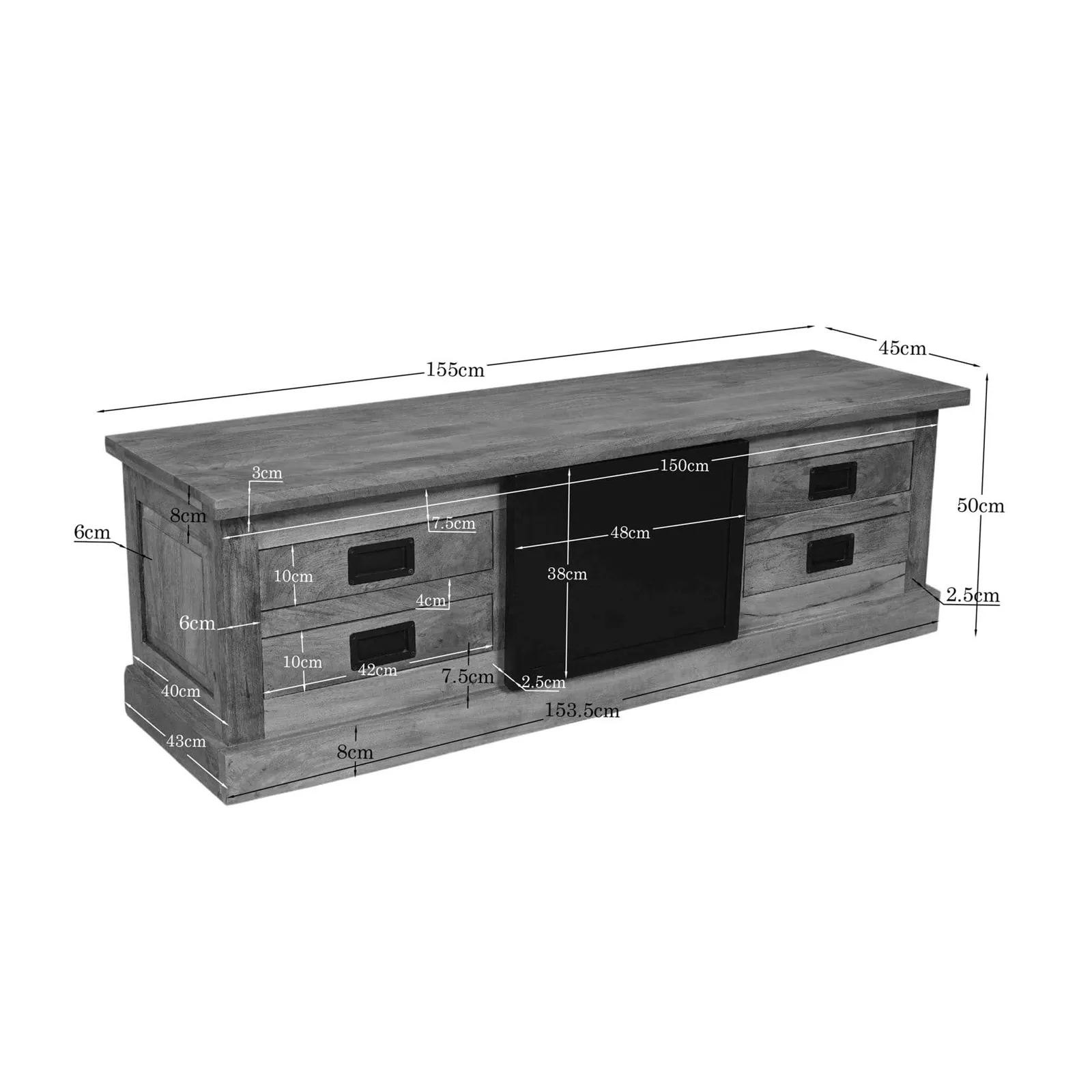 Noa TV Unit Natural Mango Wood 155 cm - Starfurn
