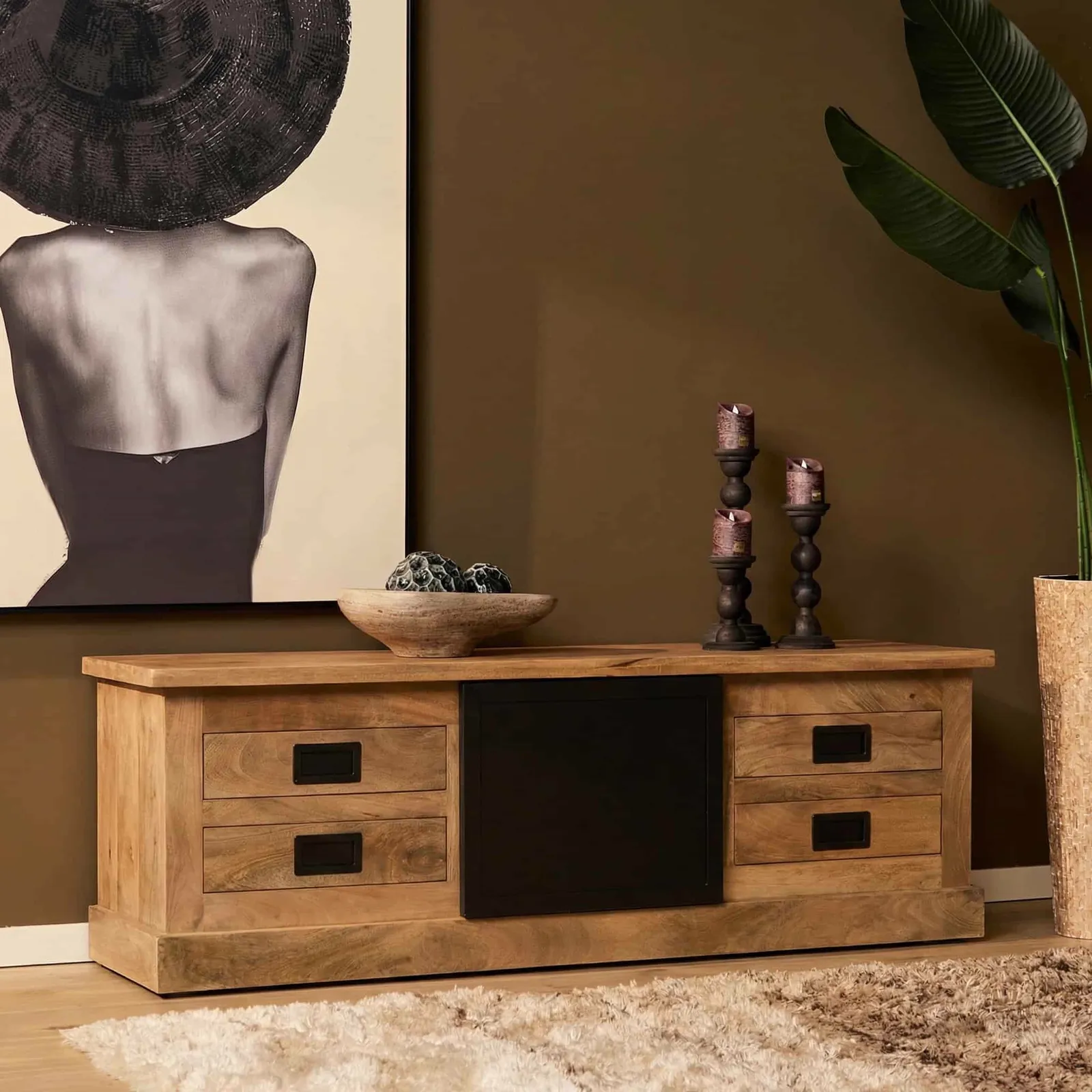 Noa TV Unit Natural Mango Wood 155 cm - Starfurn
