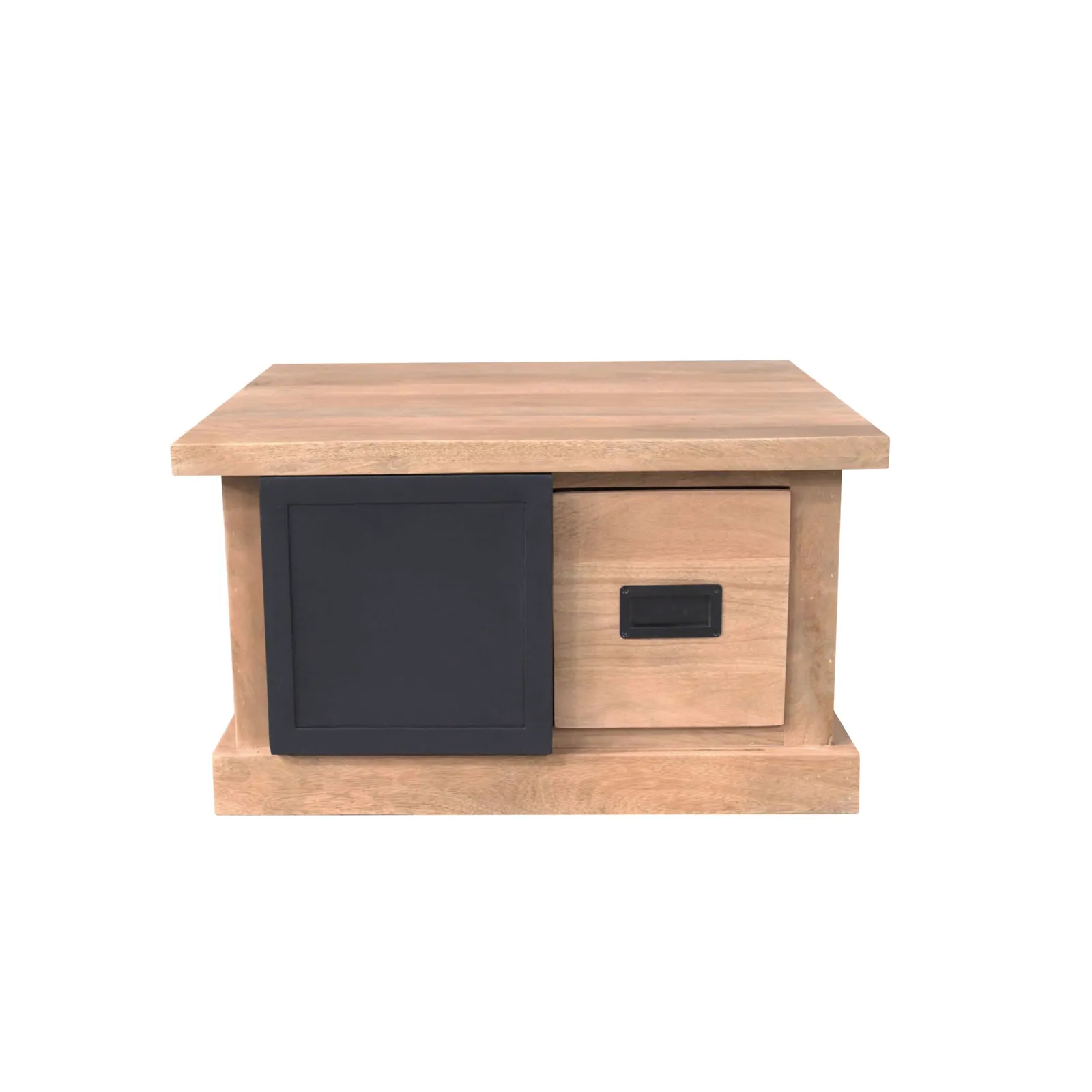 Quadratischer Couchtisch Noa Natur Mangoholz 80 cm, frontal auf weißem Hintergrund - Starfurn