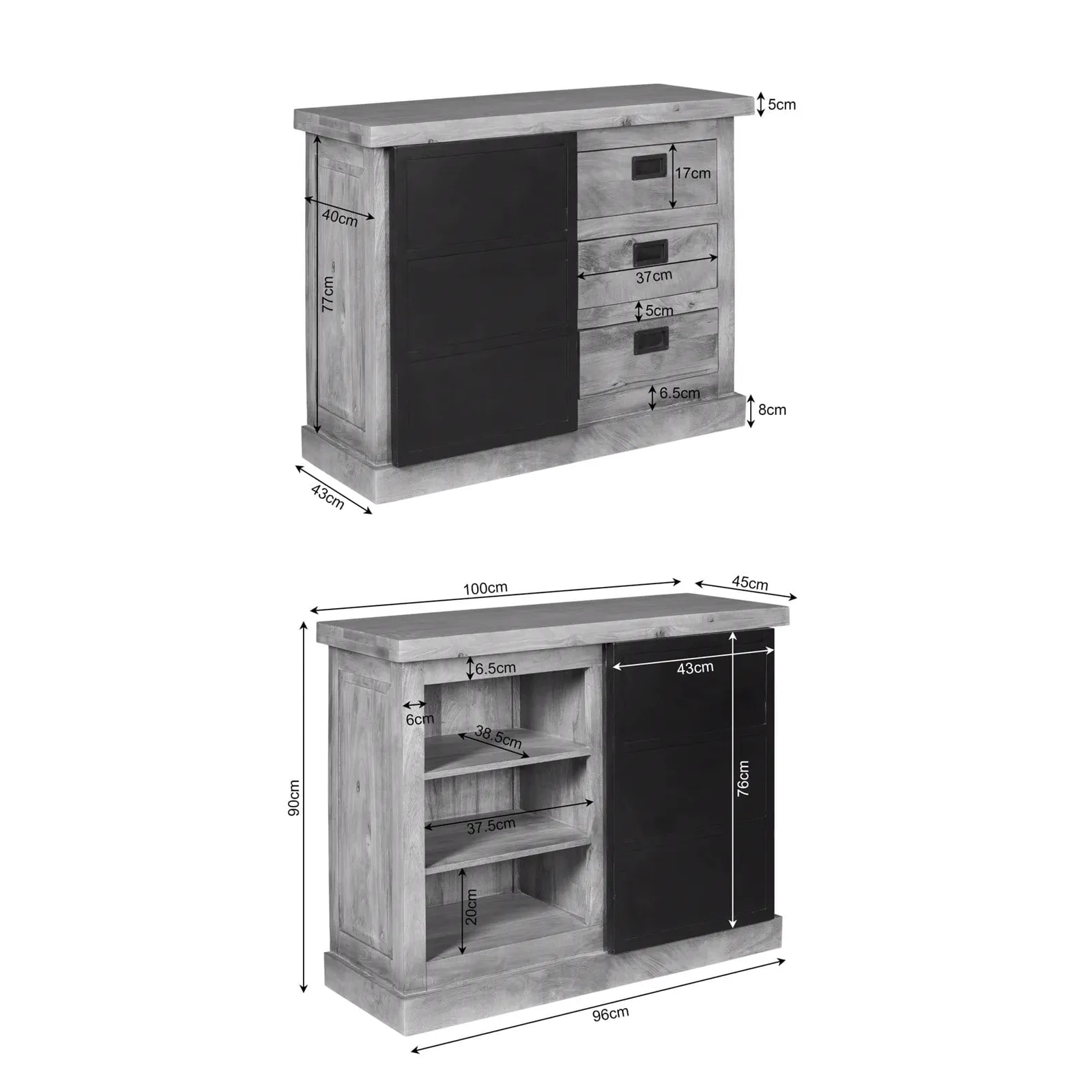 Drawer Cabinet Noa Natural Mango Wood 100 cm - Starfurn