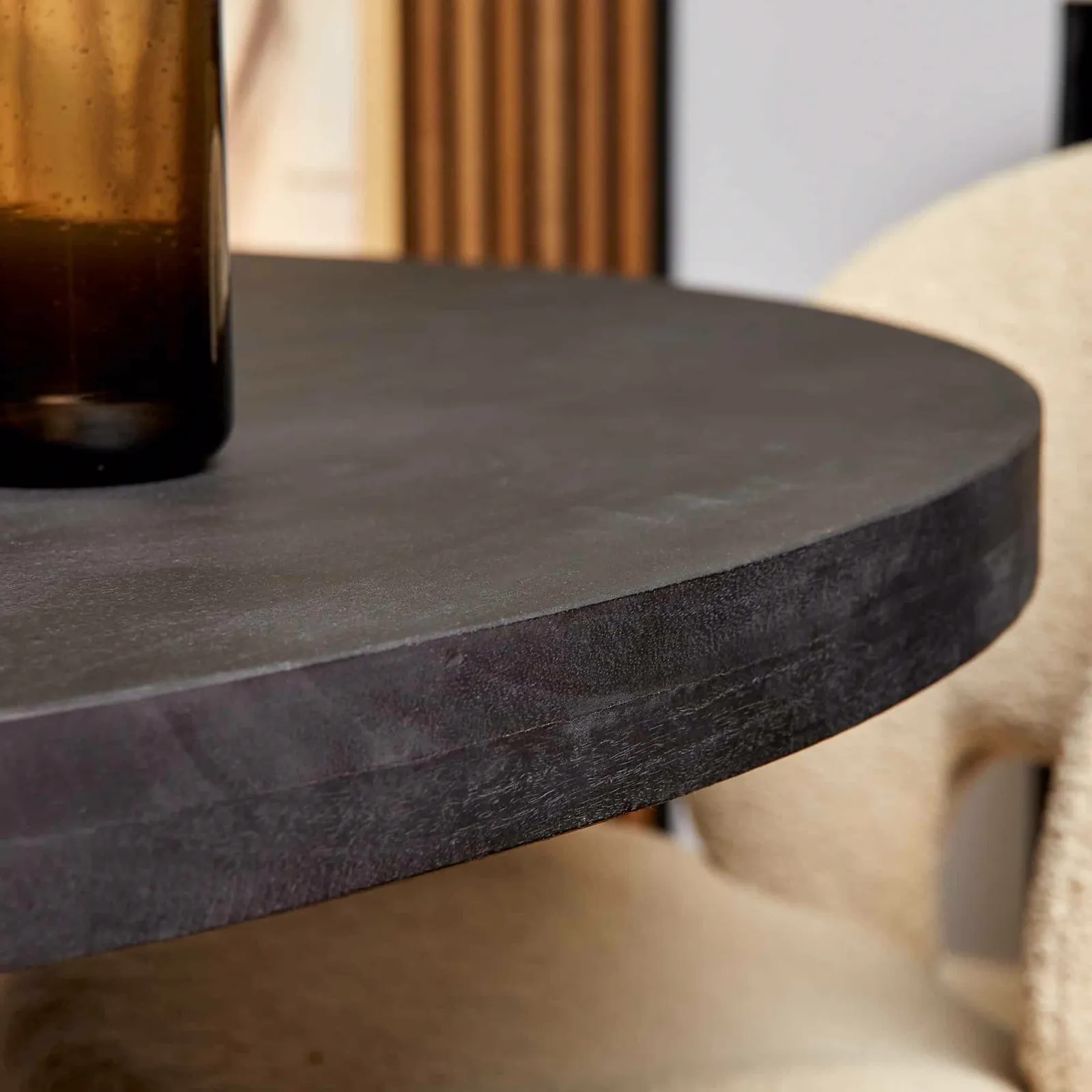Round Dining Table Denver Black Mango Wood 120 cm - Starfurn